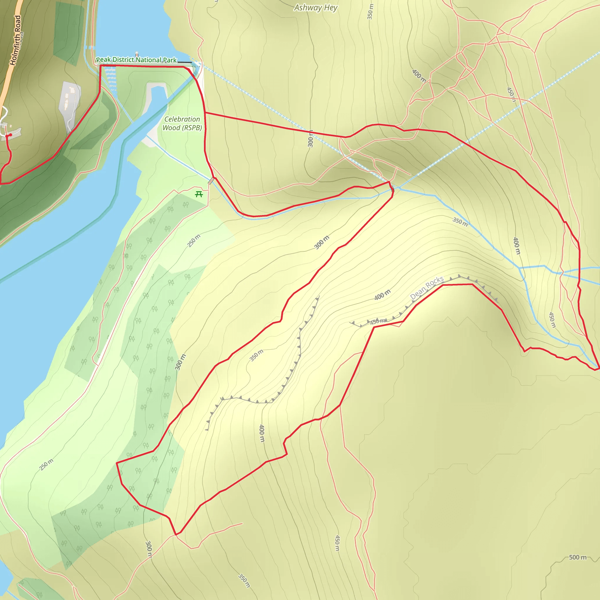 Dean Rocks Loop via Dovestone Reservoir mobile static map