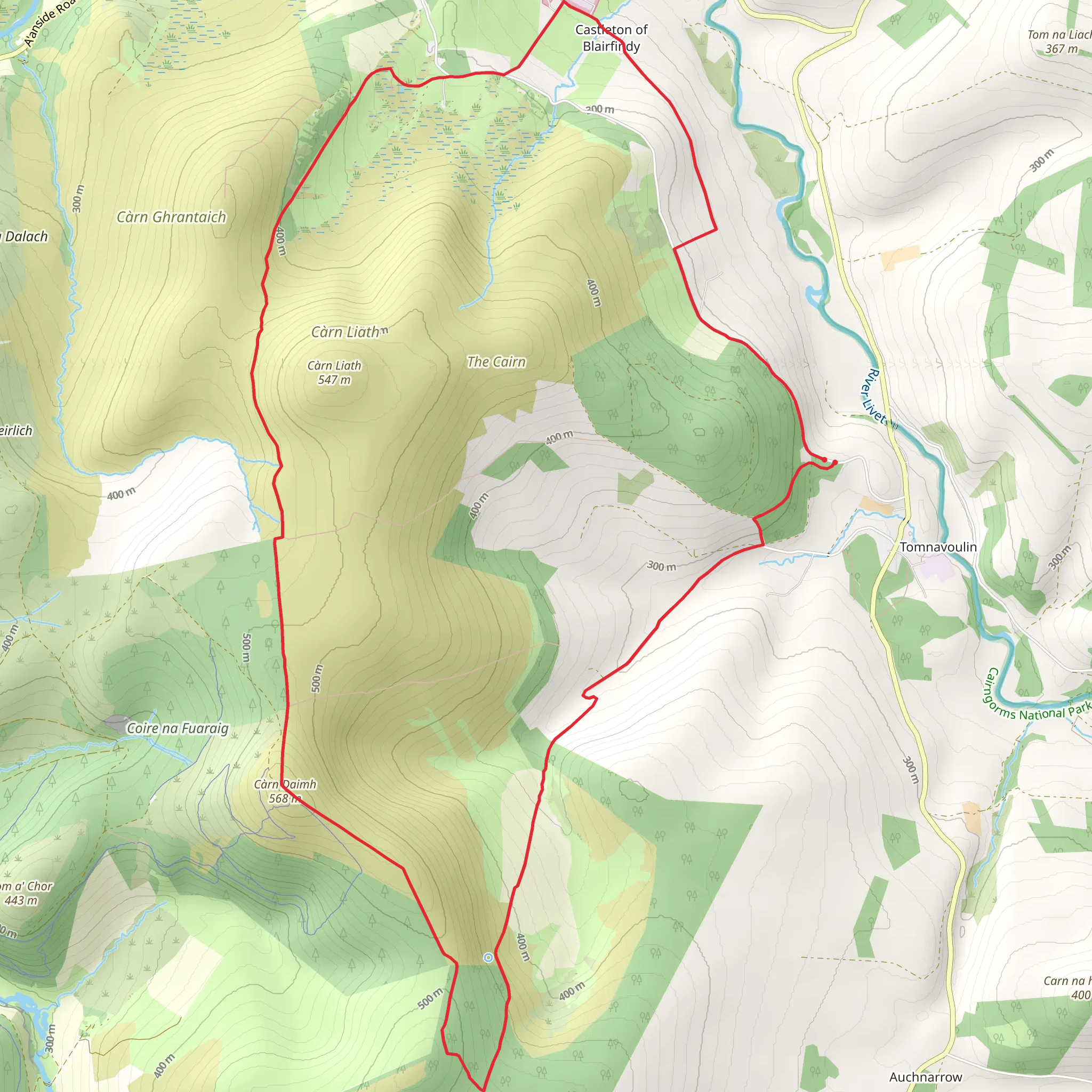 Carn Daimh from Glenlivet mobile static map