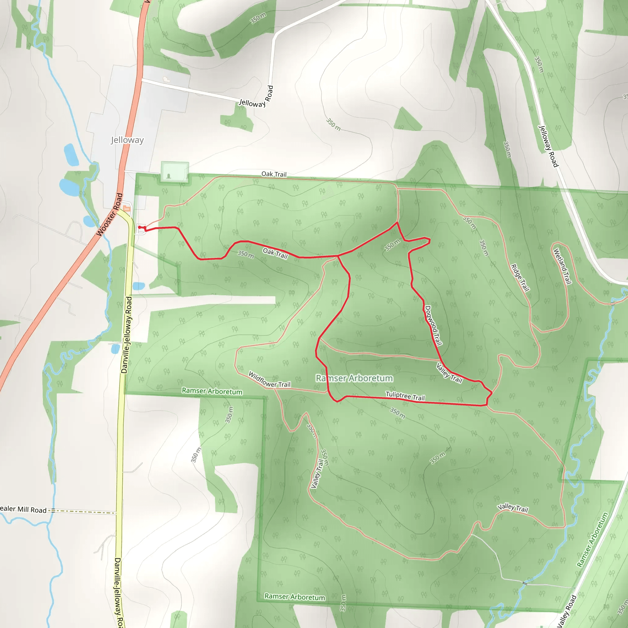 Oak Trail, Dogwood Trail and Tuliptree Trail mobile static map