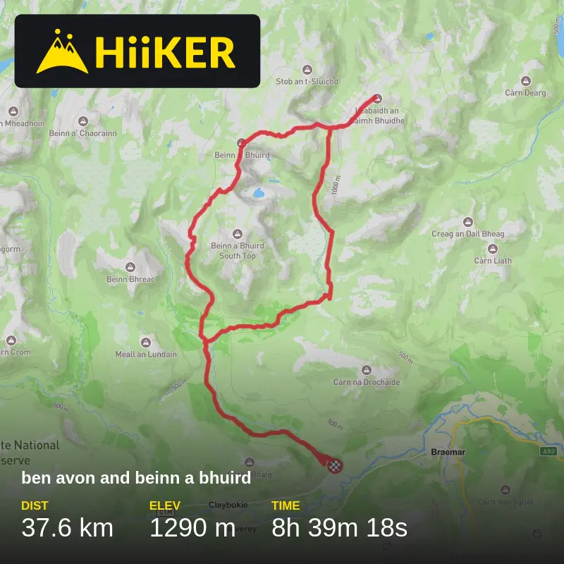 A map preview of the recording ben avon and beinn a bhuird.