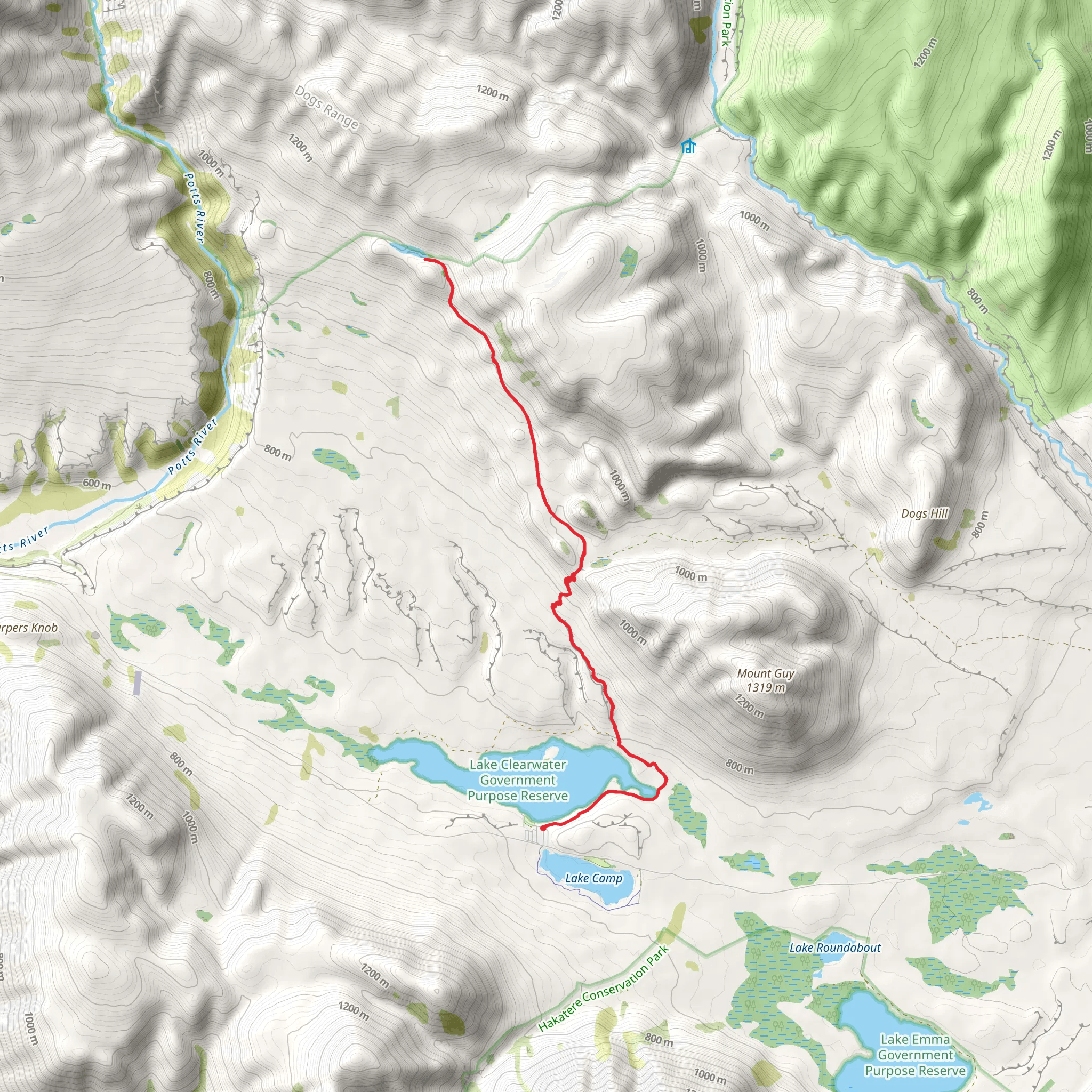 Lake Clearwater to Mystery Lake mobile static map