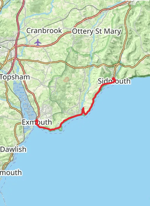 Coast path: Sidmouth to Exmouth  mobile static map