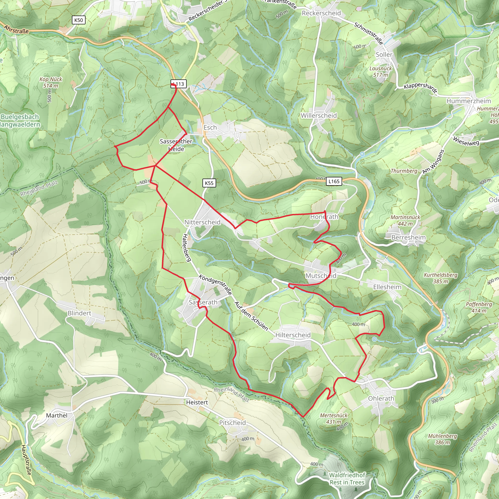 Sasserather Heide and Honerath Loop mobile static map