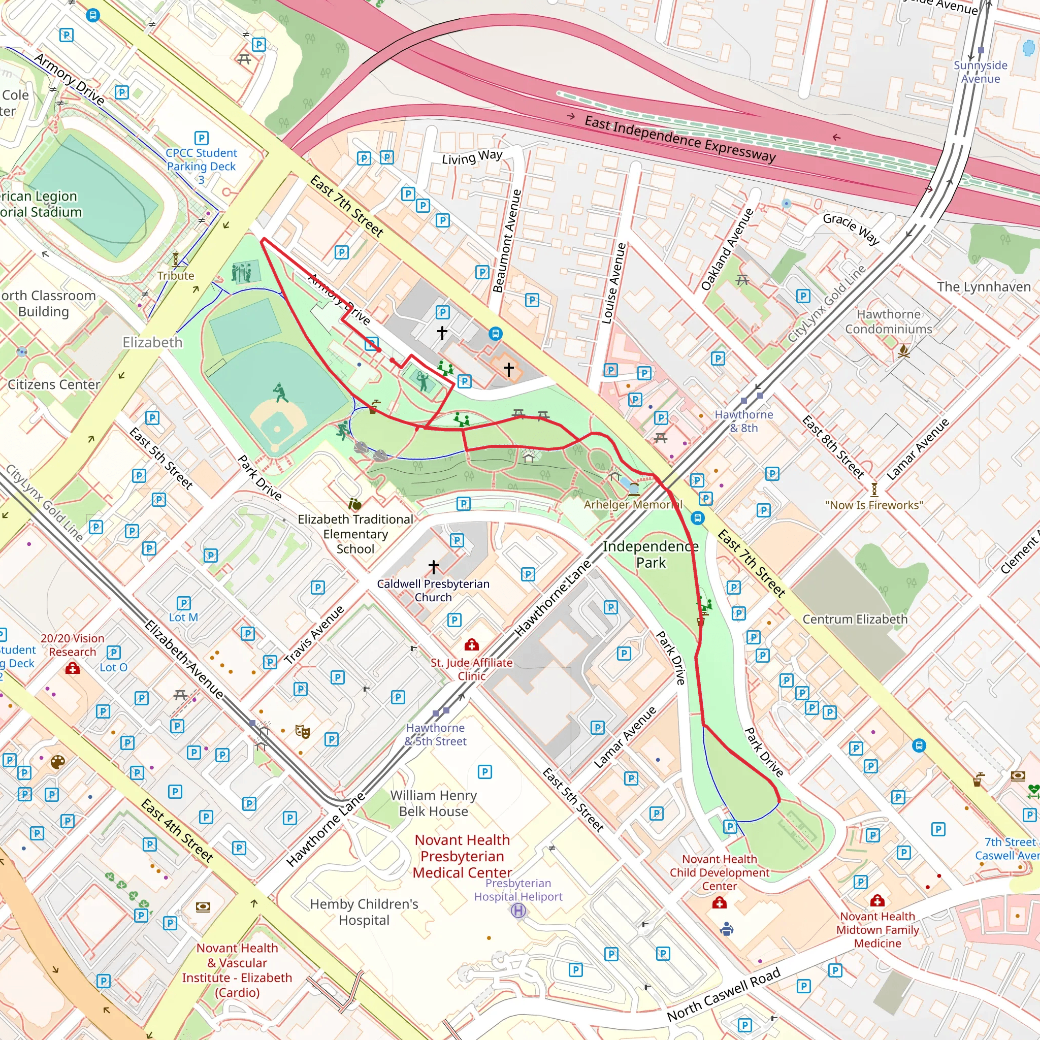 Independence Park Loop mobile static map