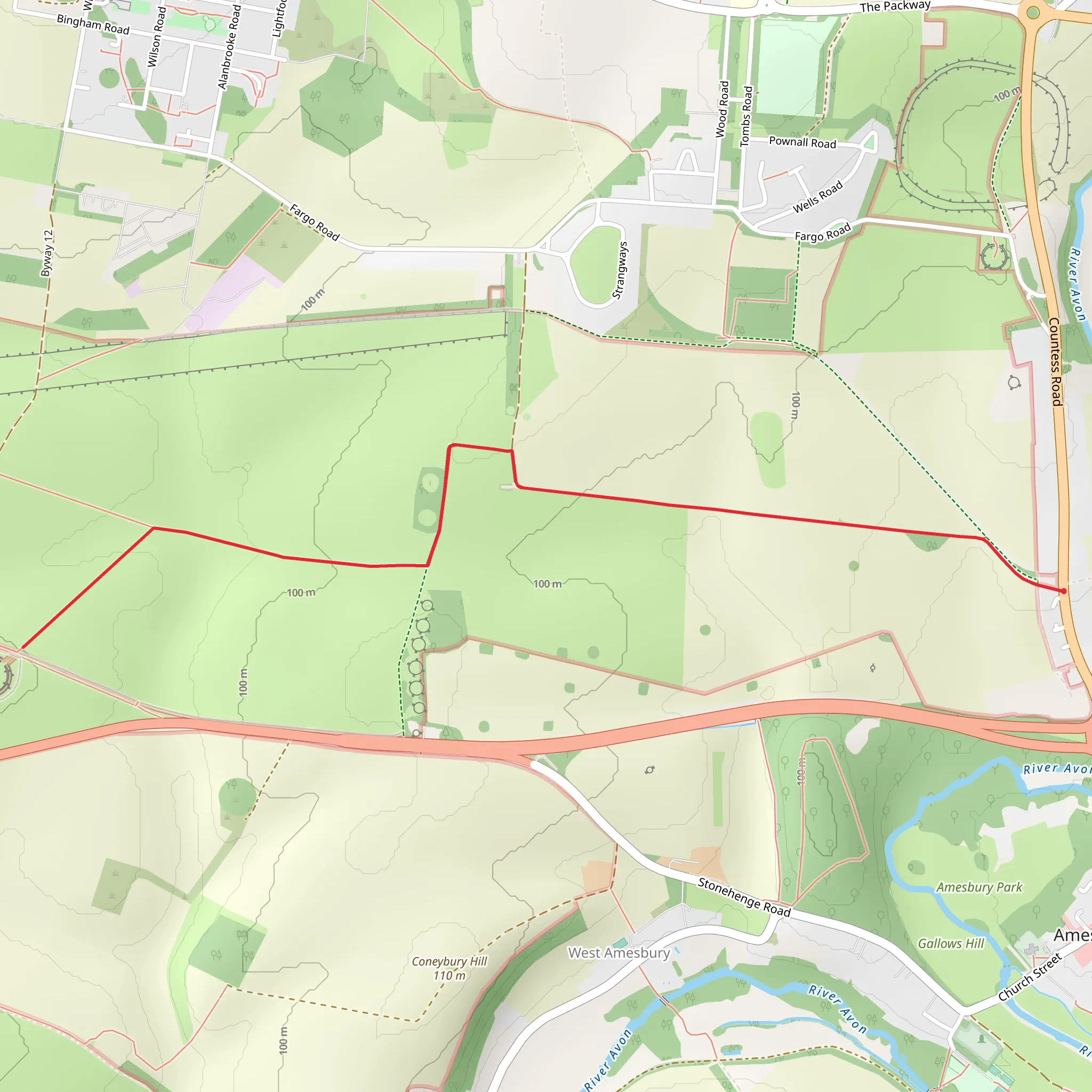 The Nine Clumps and Stonehenge Avenue Walk mobile static map