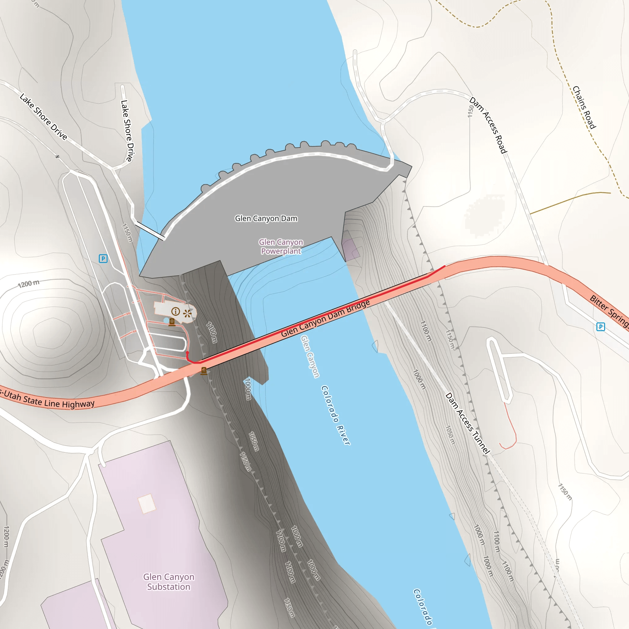 Glen Canyon Dam Bridge mobile static map