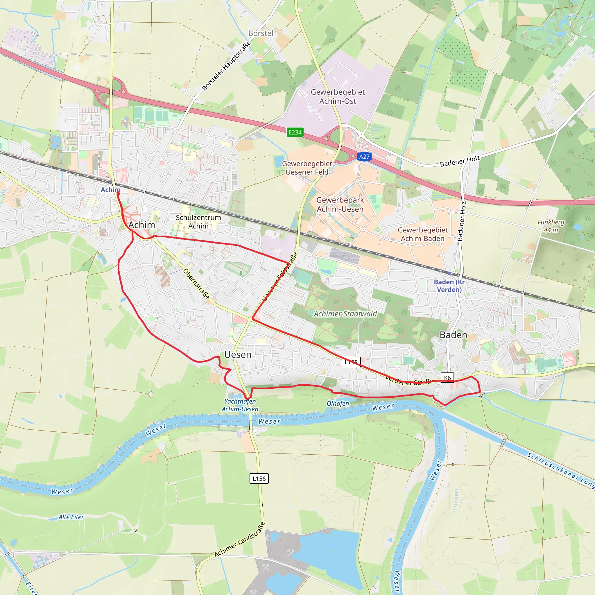 Achim to Baden Loop via Weser mobile static map