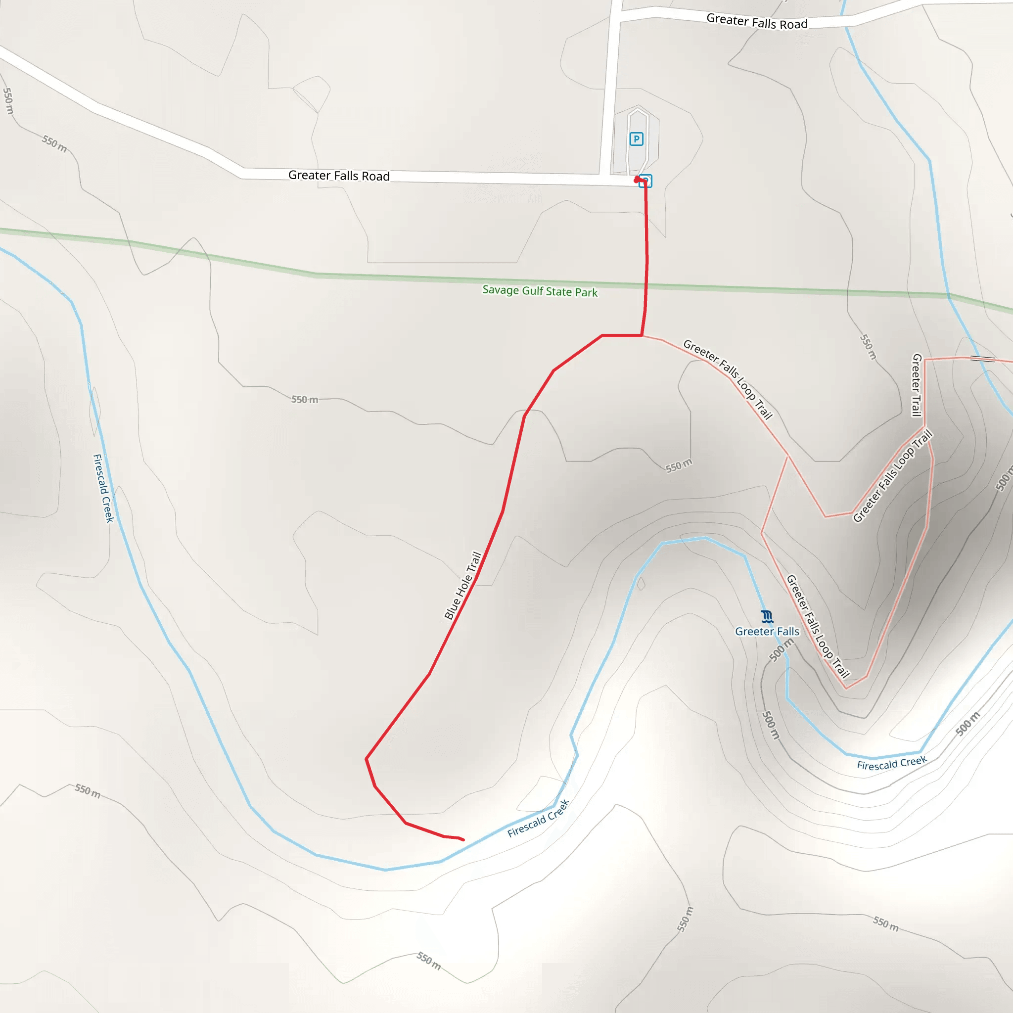 Blue Hole Trail mobile static map