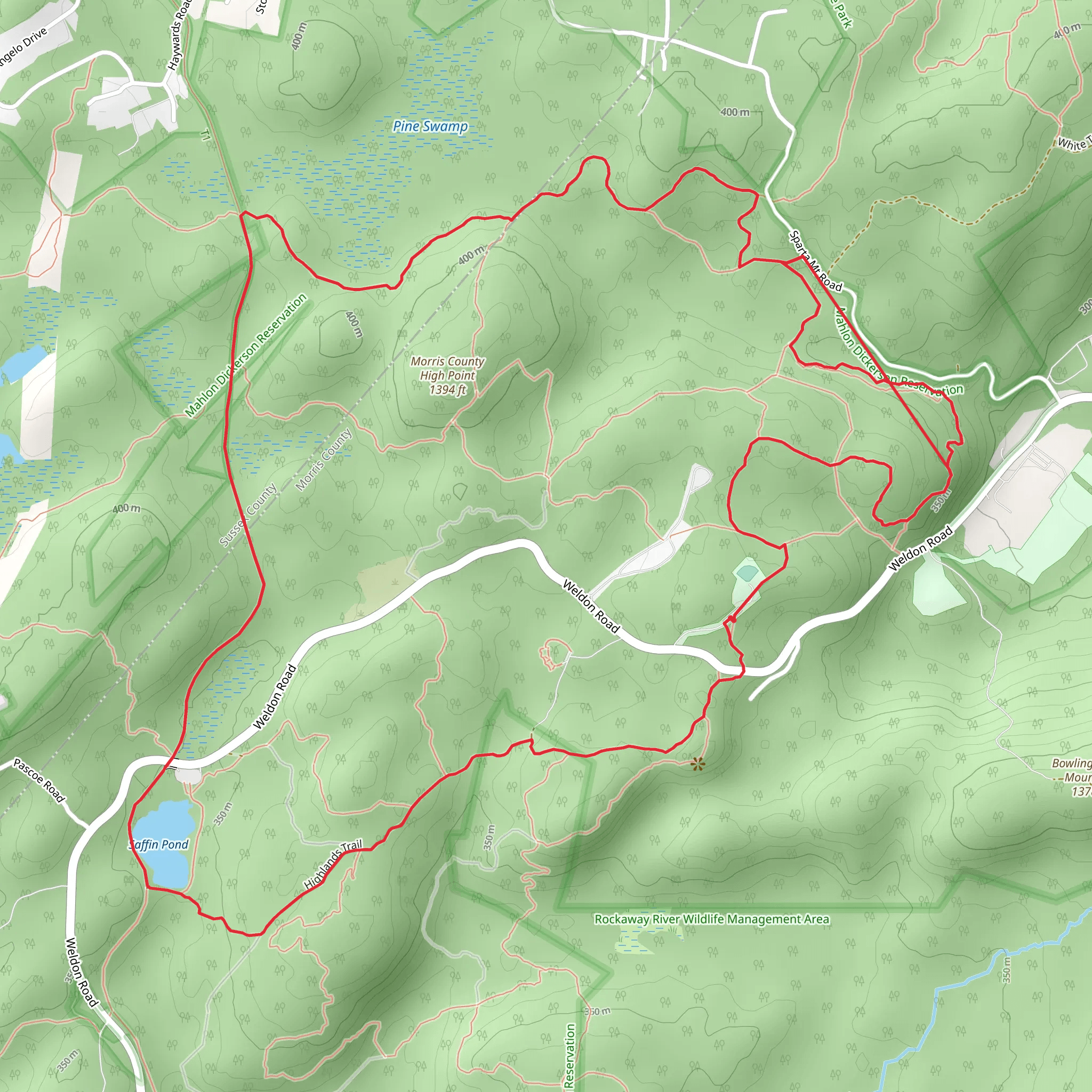 Saffin Pond and Ogden Mine Railroad Trail mobile static map