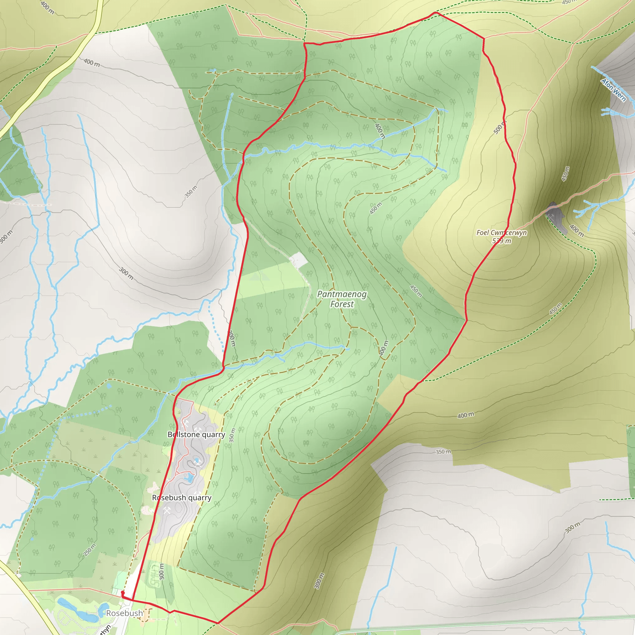 Foel Cwmcerwyn from Rosebush - Preseli Hills mobile static map