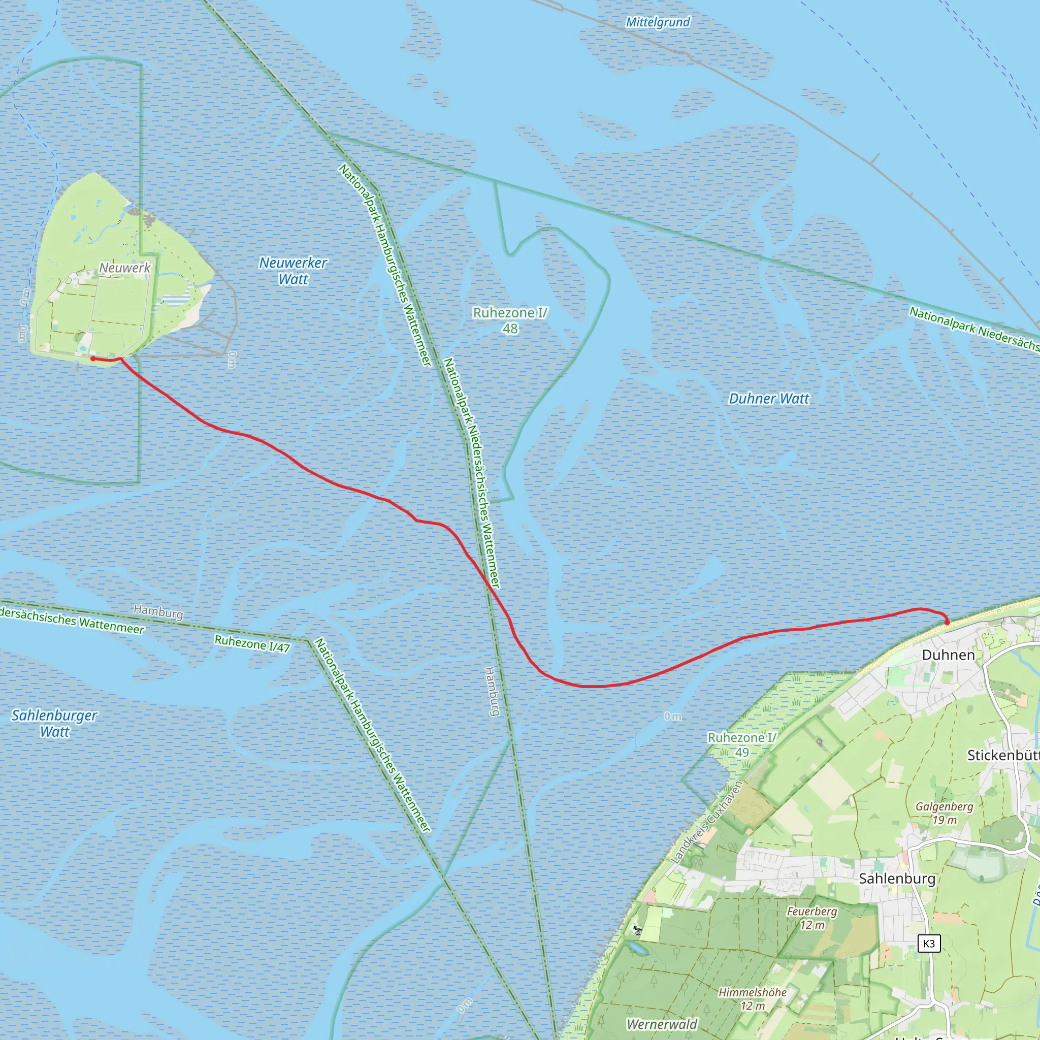 Wattwanderweg Duhnen - Neuwerk Walk mobile static map