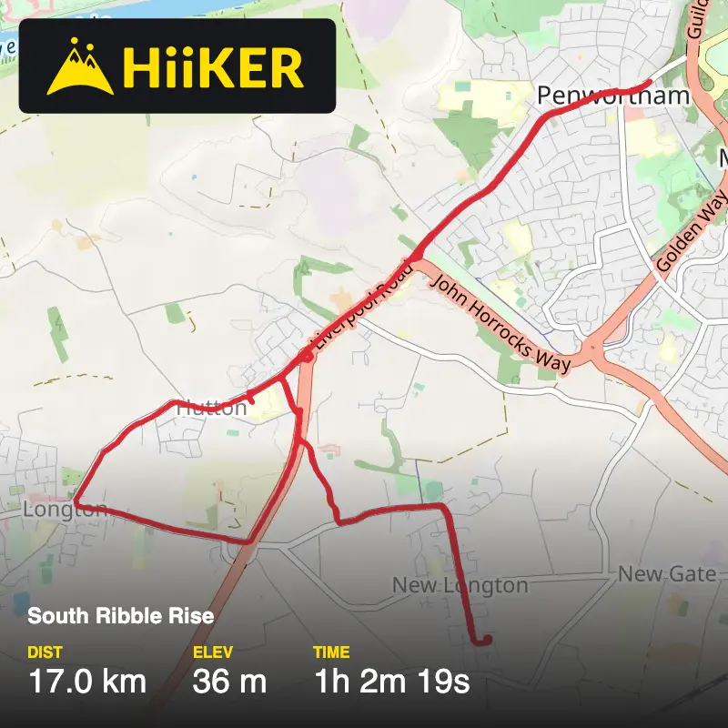 A map preview of the recording South Ribble Rise.