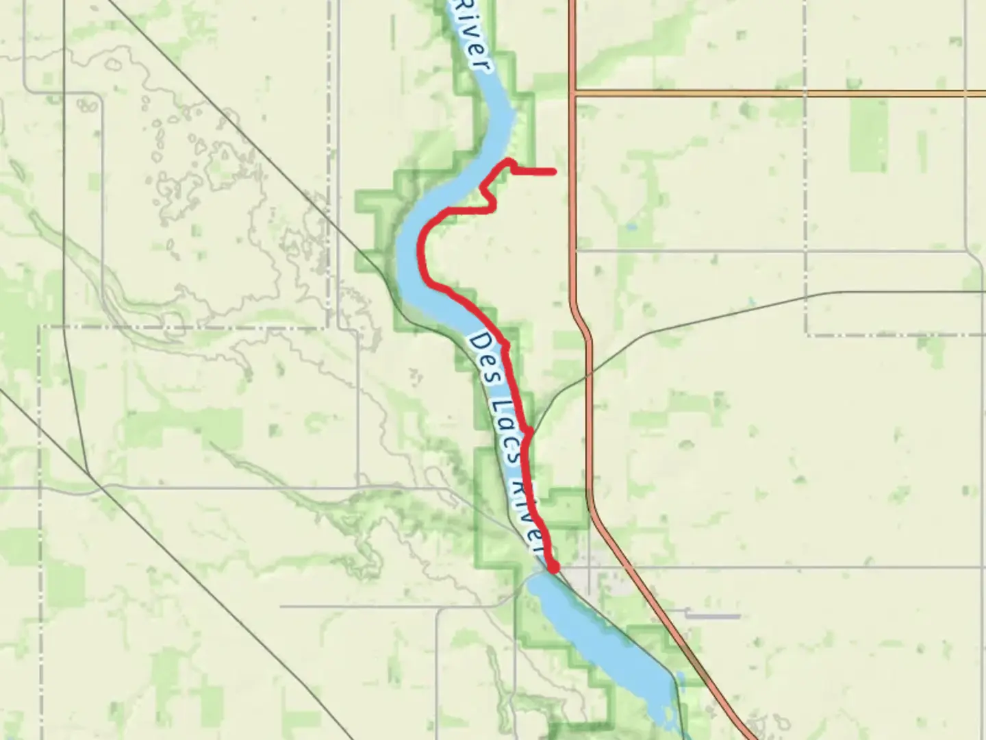 An image depicting the trail Walk along Des Lacs River - Kenmare and its surrounding area.