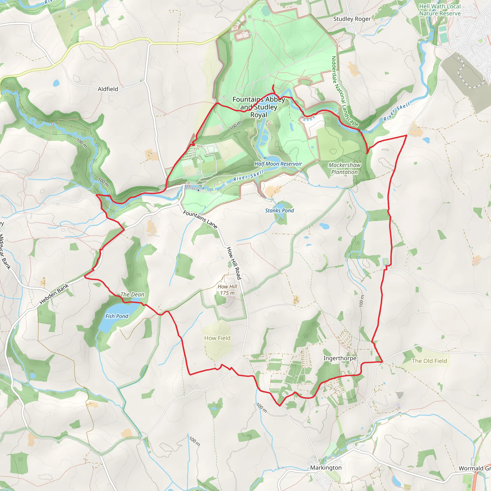 Fountains Abbey and Markenfield Hall mobile static map