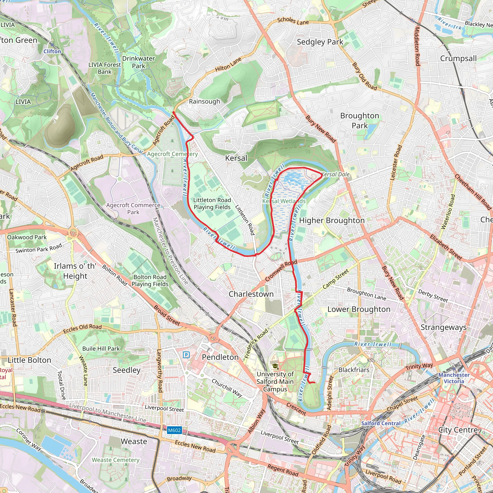 Kersal Wetlands and Crescent Meadow Walk mobile static map