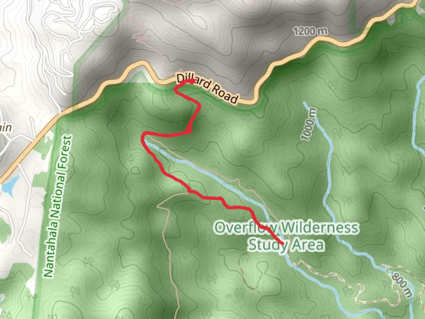 An image depicting the trail Hurrah Ridge via Bartram Trail and its surrounding area.