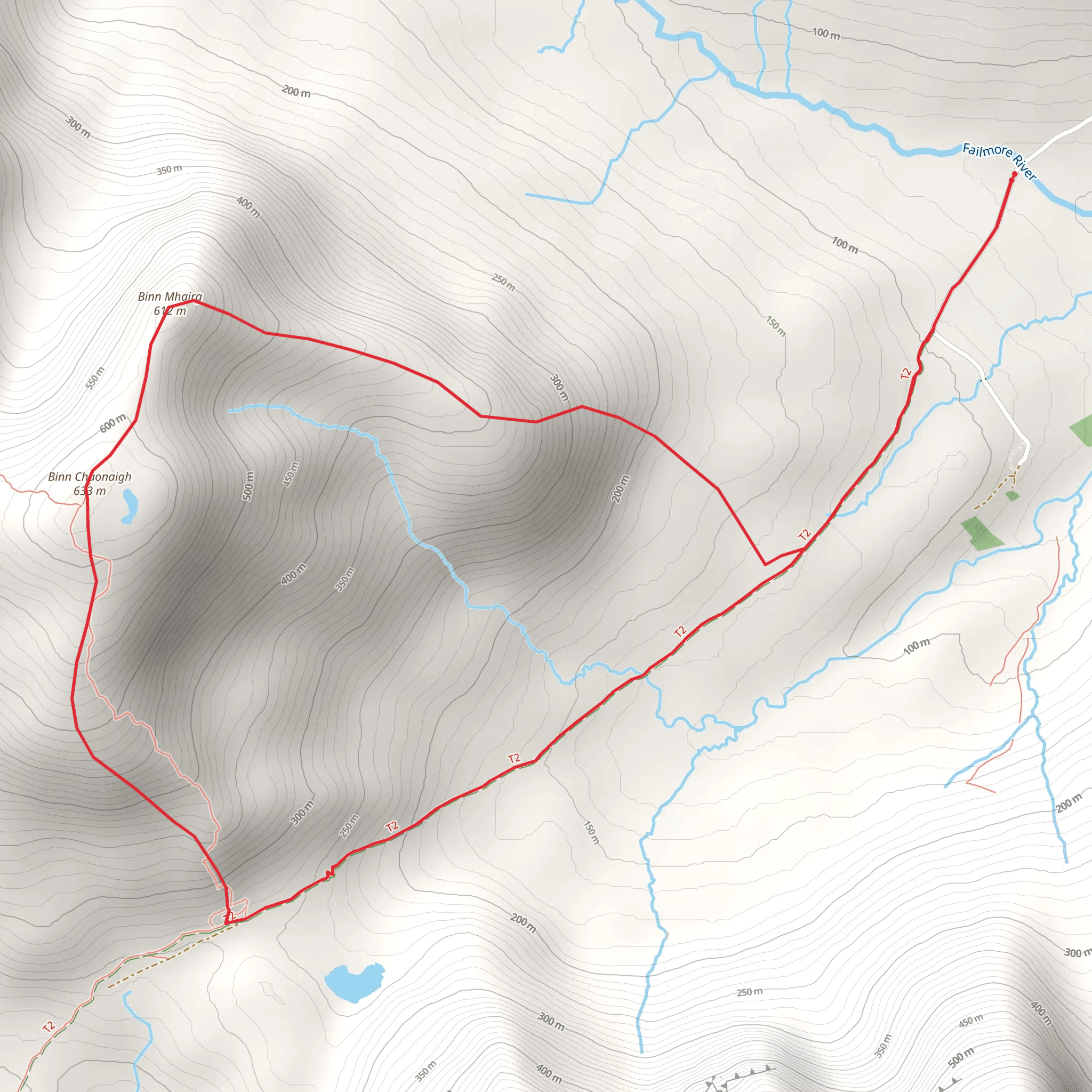 Binn Chaonaigh and Binn Mhairg via Western Way - Galway mobile static map