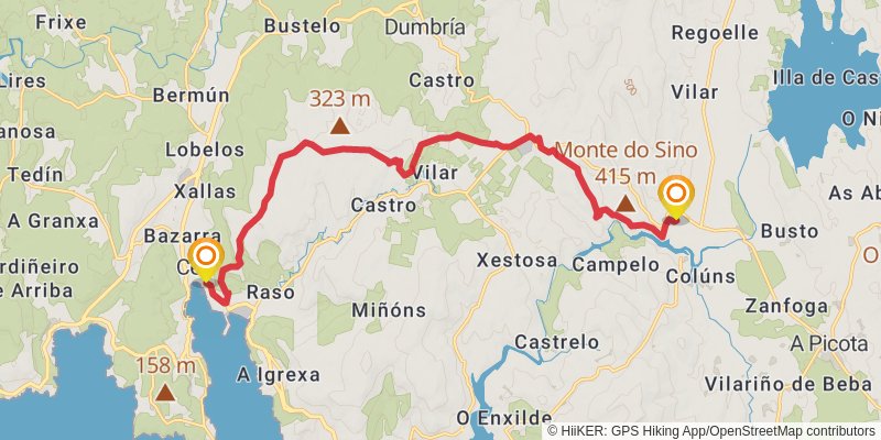 Camino de Santiago Francés stage 43 Map