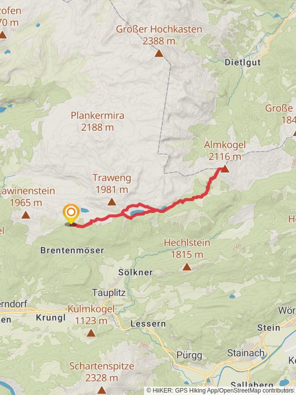 Tauplitzalm to Almkogel Hike mobile static map