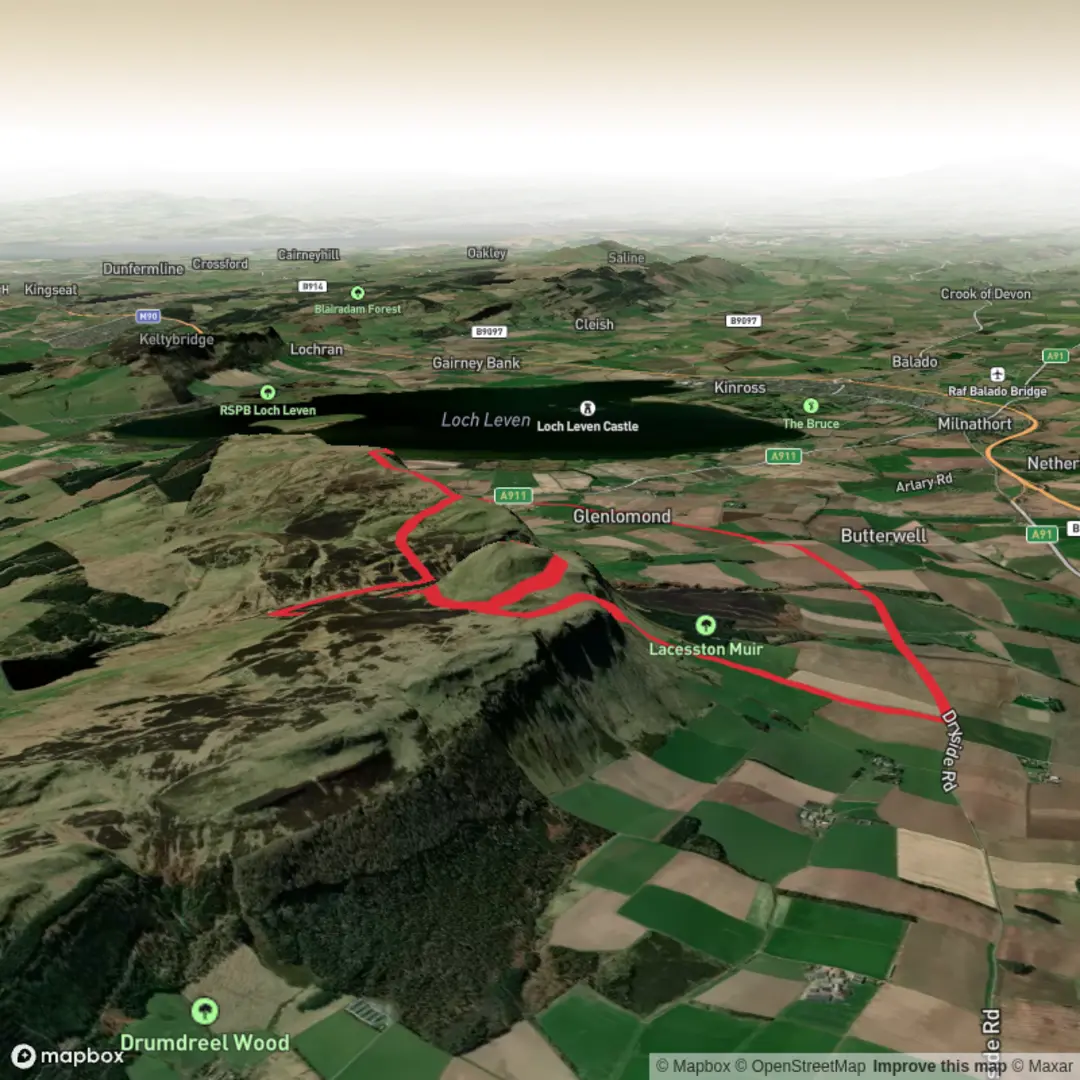 An image depicting the trail Lomond Hills Loop and its surrounding area.