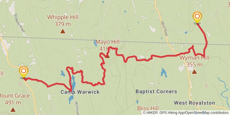 Metacomet-monadnock Trail stage 10 Map