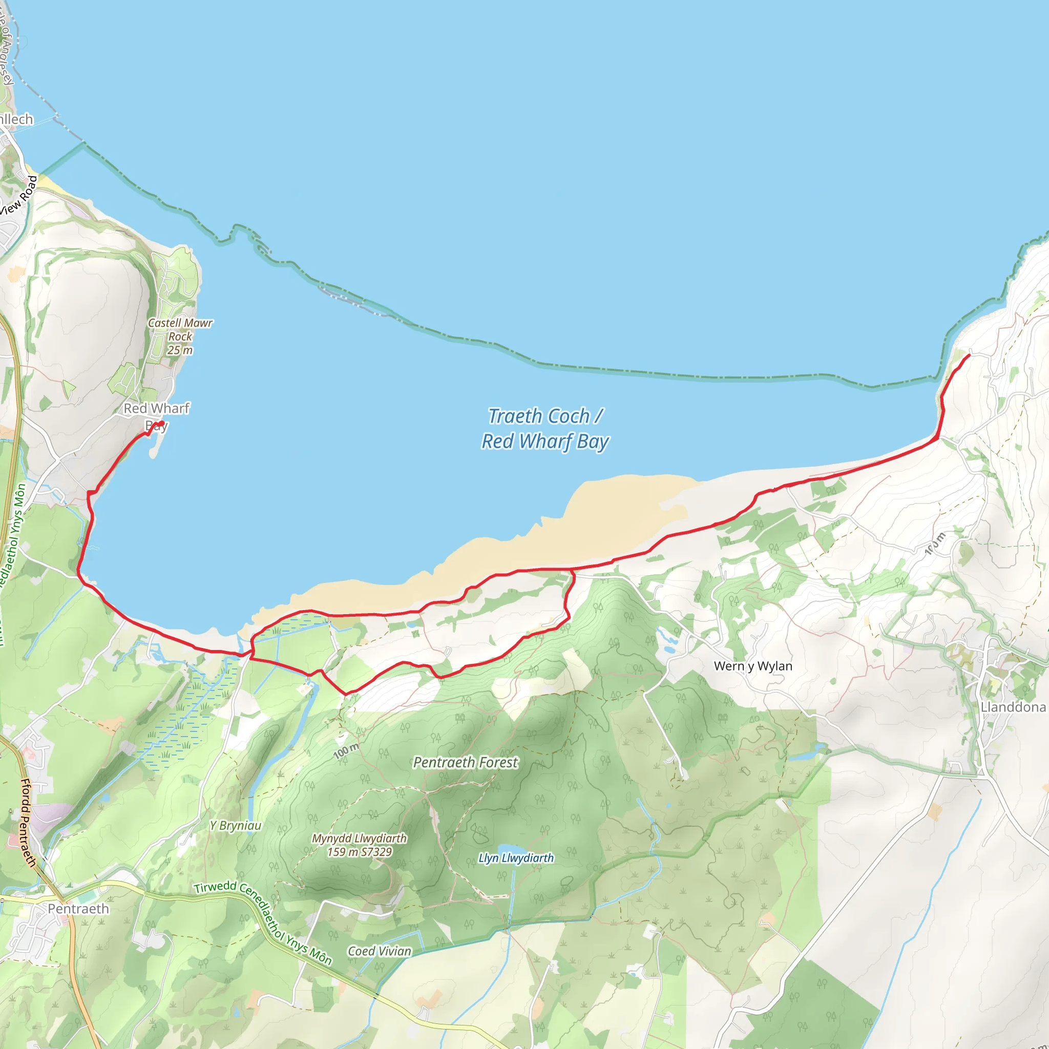 Red Wharf Bay Walk mobile static map