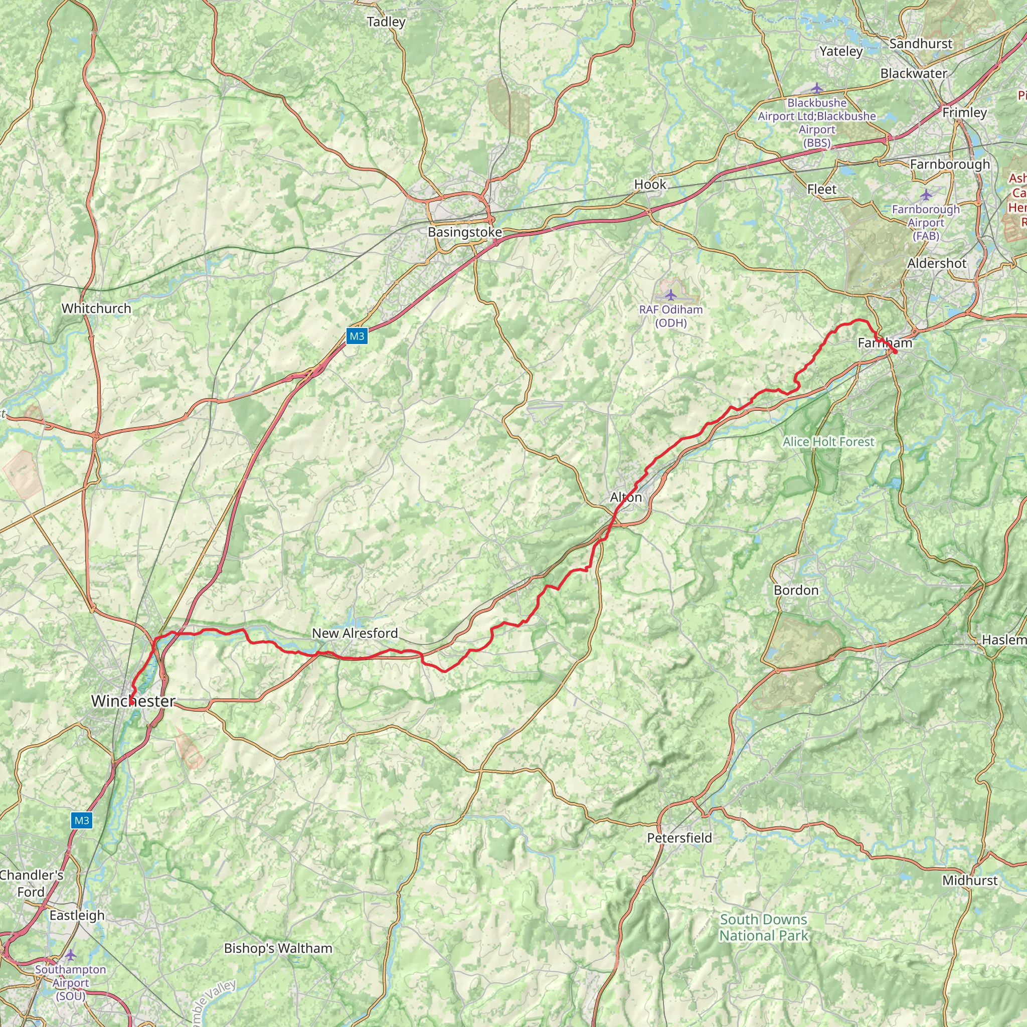 St Swithun's Way mobile static map