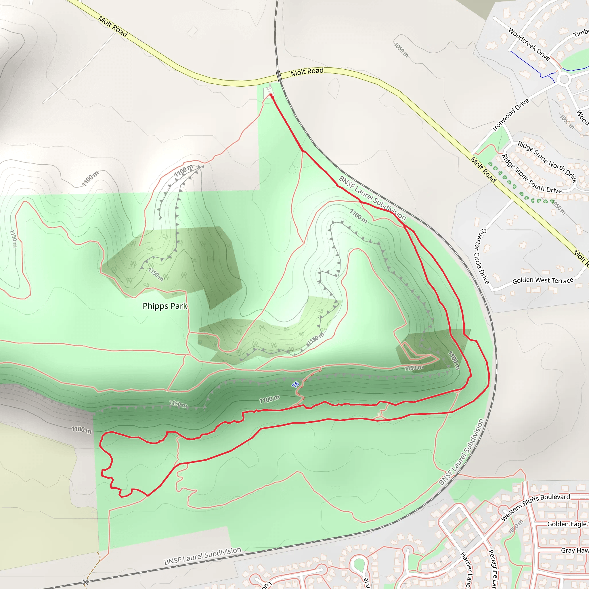 Phipps Park Southside Loop mobile static map