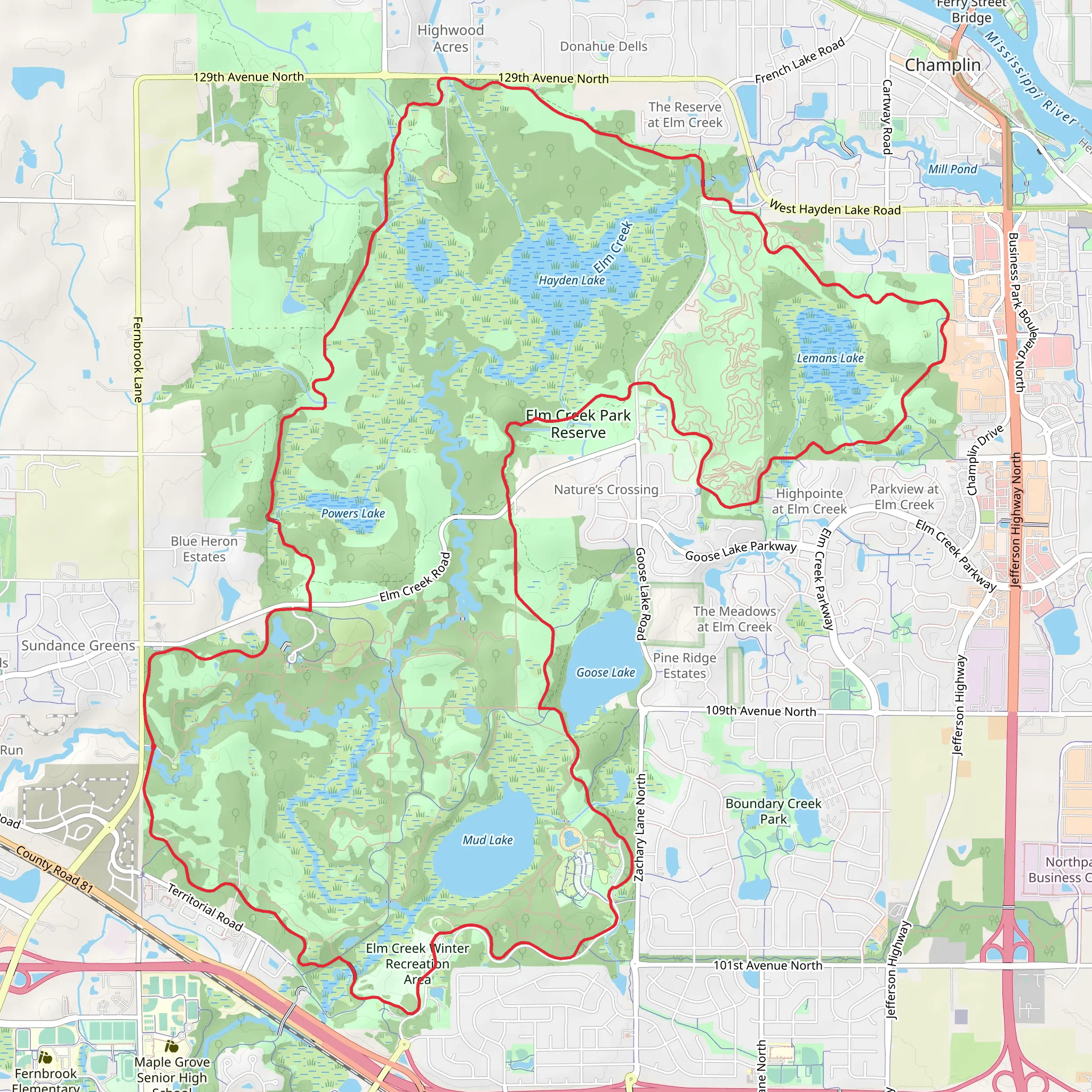 Powers, Hayden, Lemans, Goose and Mud Lakes Loop mobile static map