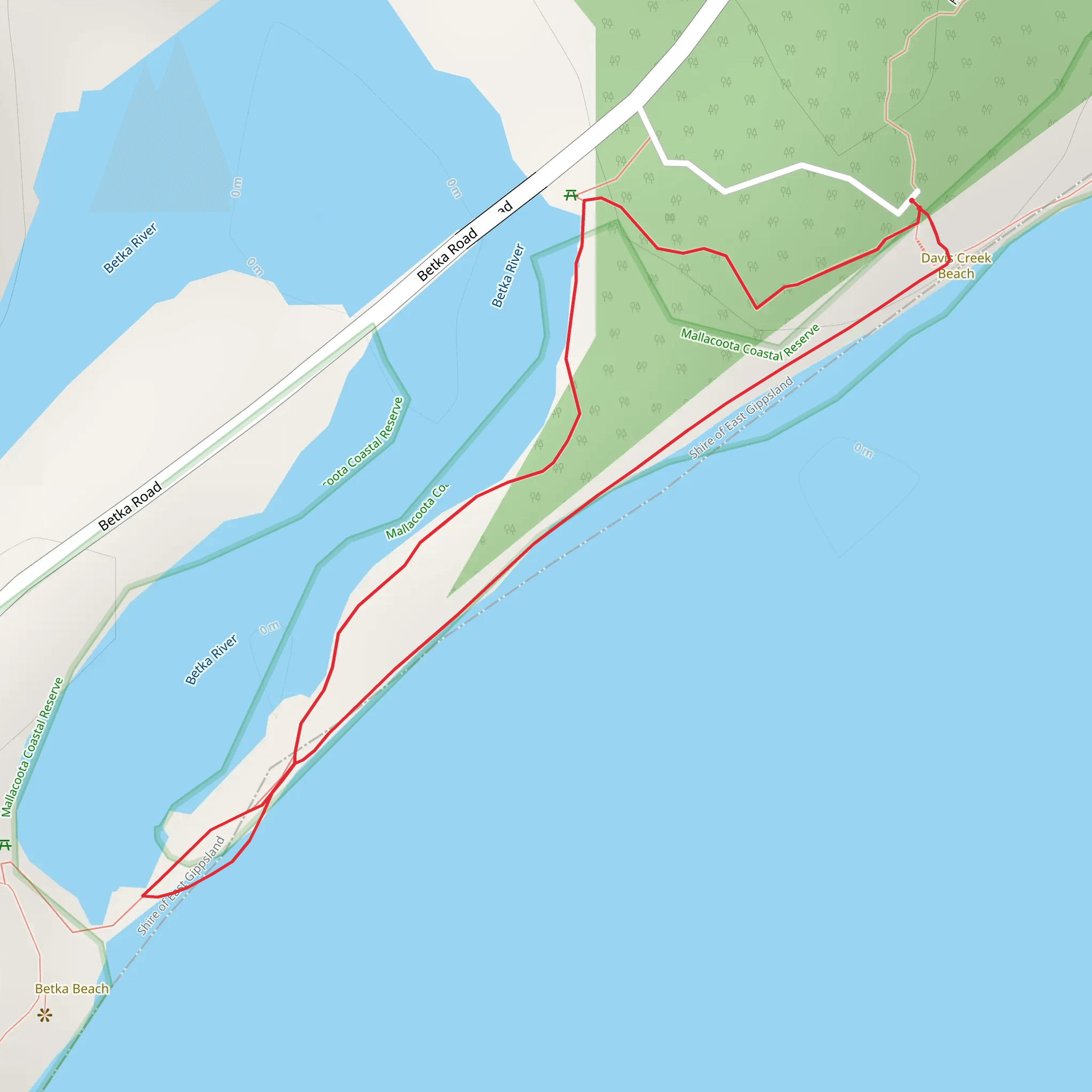 Davis Beach to Betka River Loop Walk mobile static map