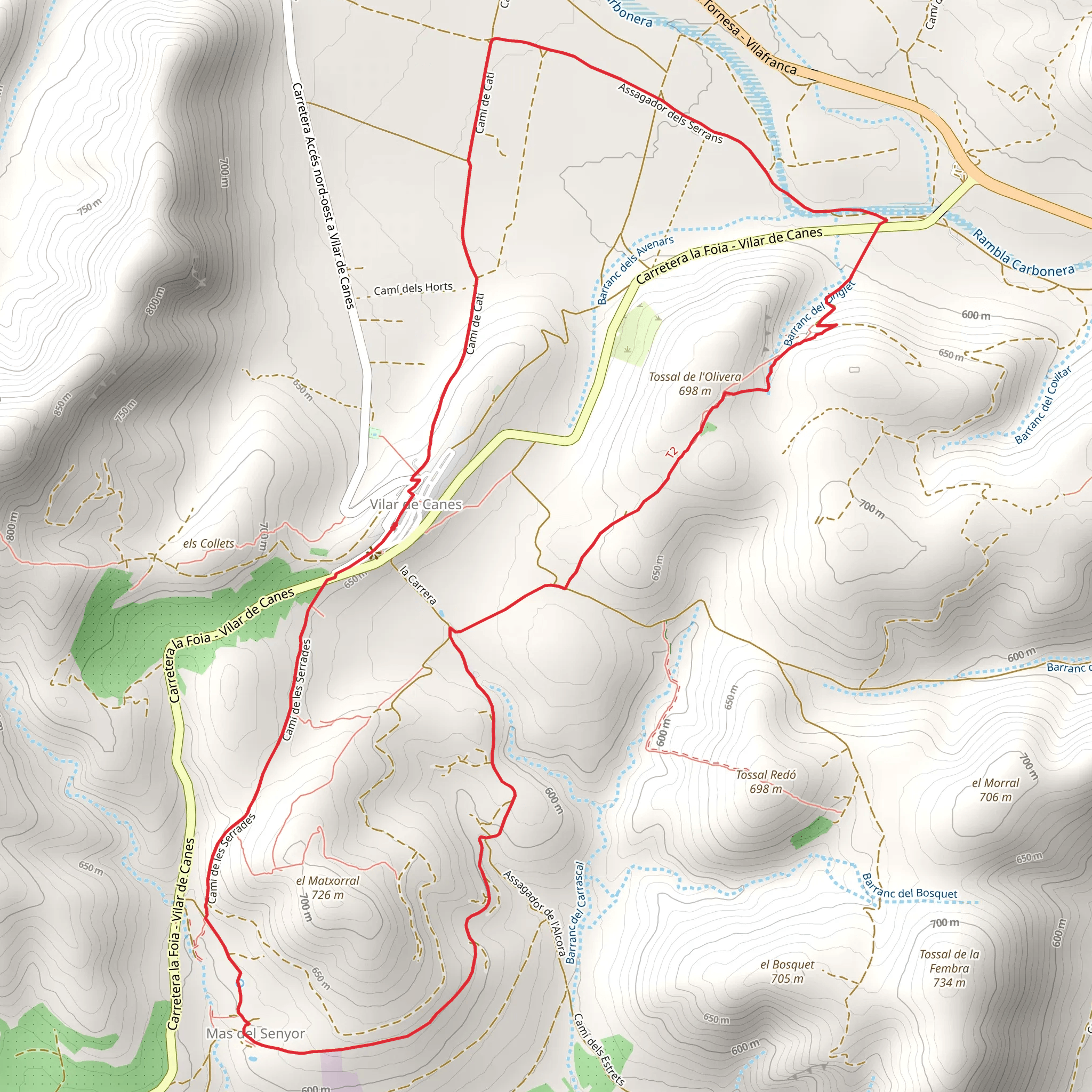 Roads of the Manor of Vilar de Canes PR CV 405 mobile static map