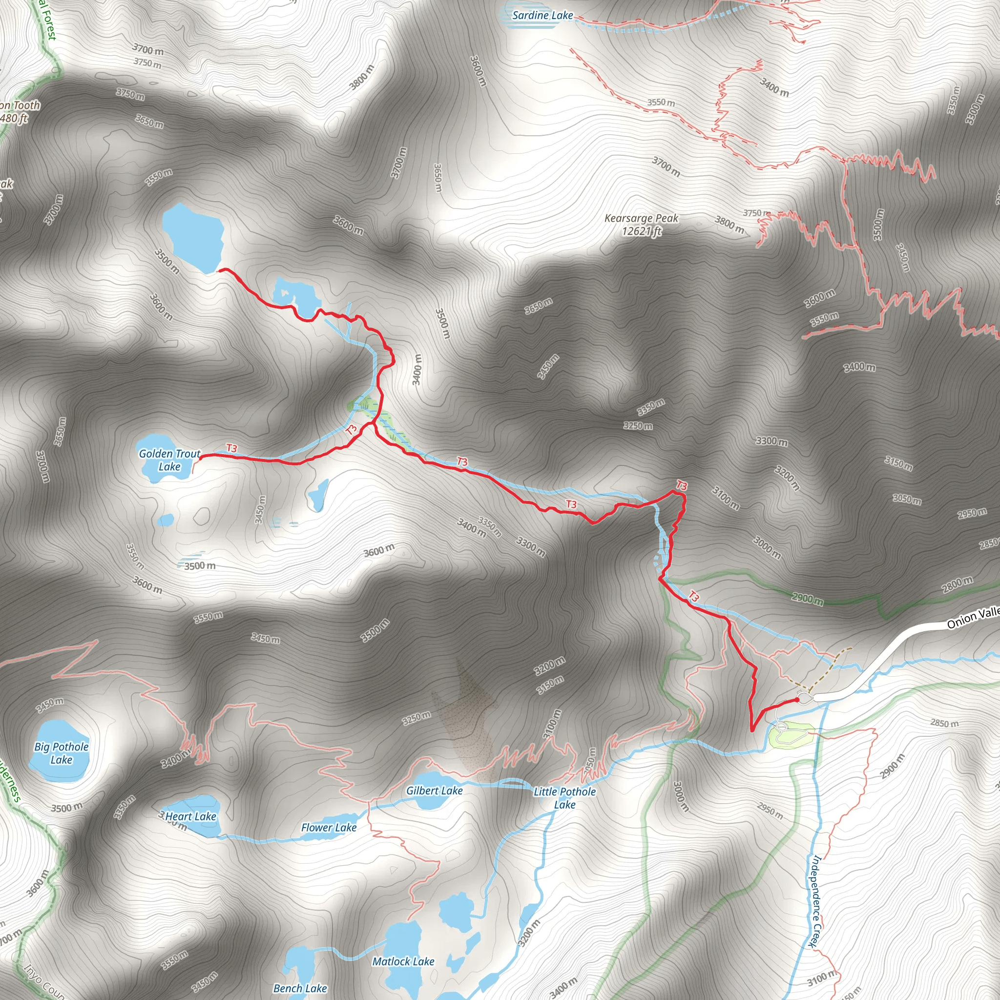 Golden Trout Lakes Trail mobile static map