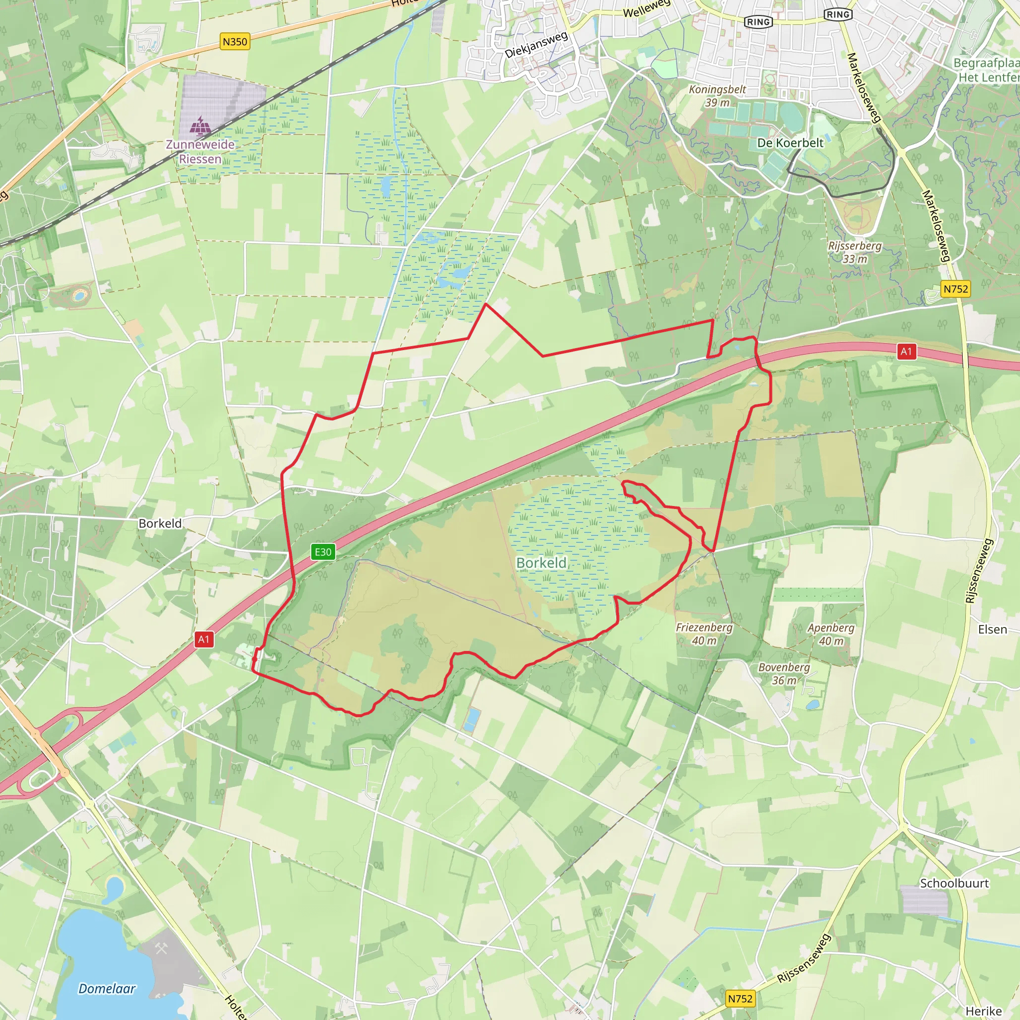 Schaapskooi and De Borkeld Loop mobile static map