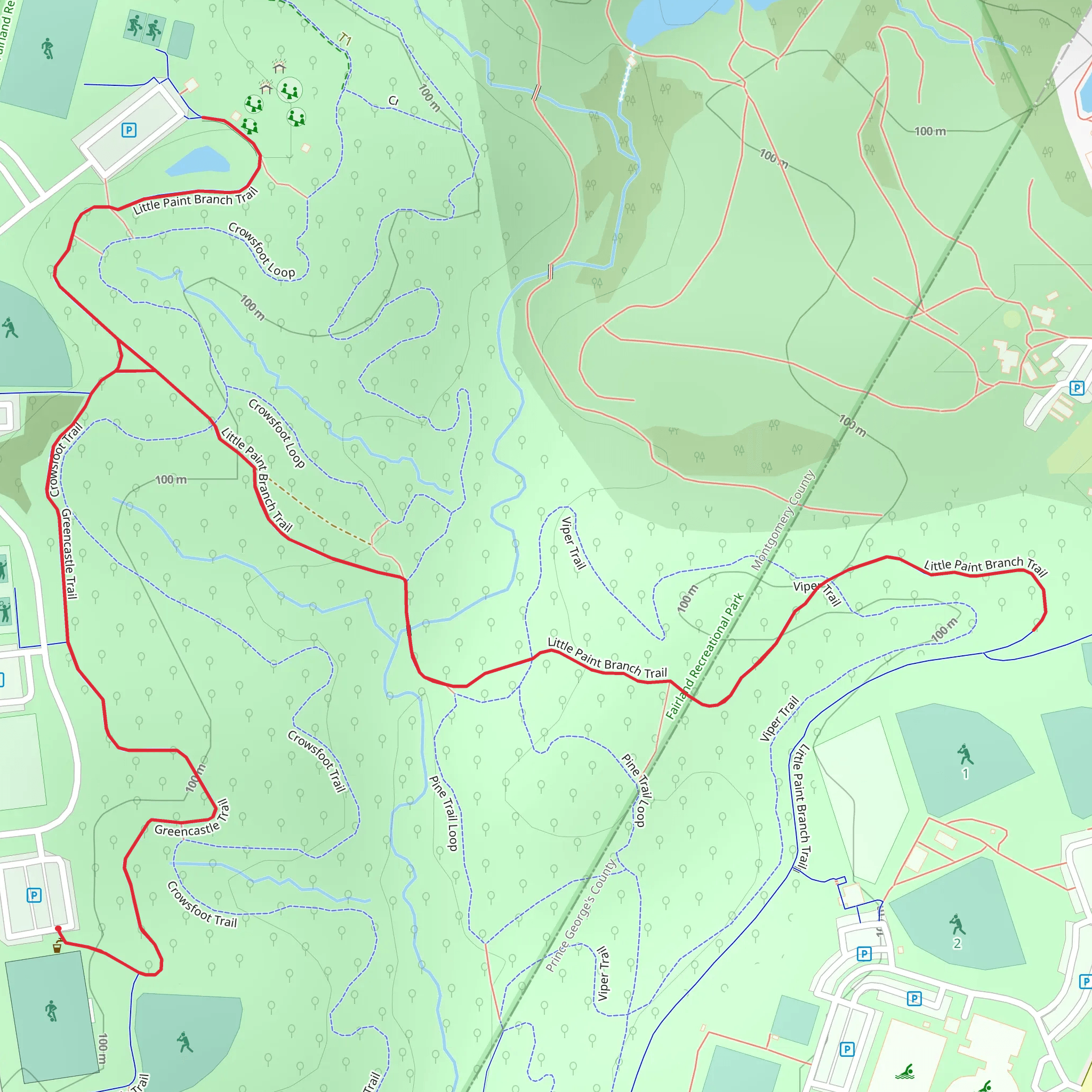 Greencastle and Little Paint Branch Trail mobile static map