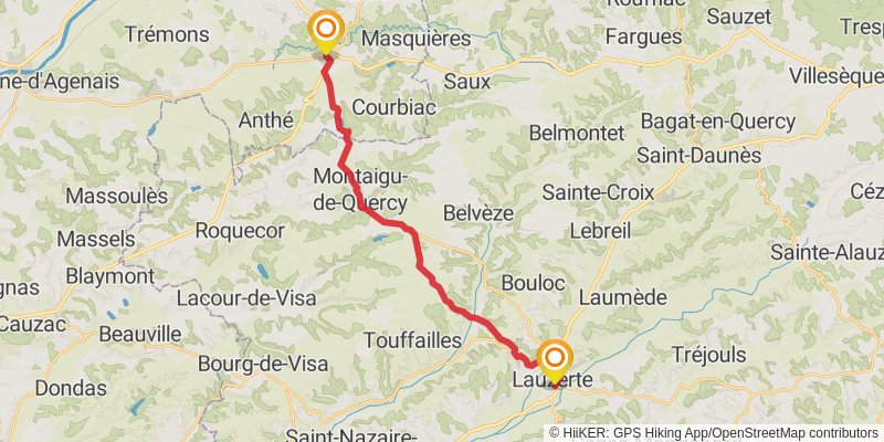 GR 65 Rocamadour Variant stage 17 Map