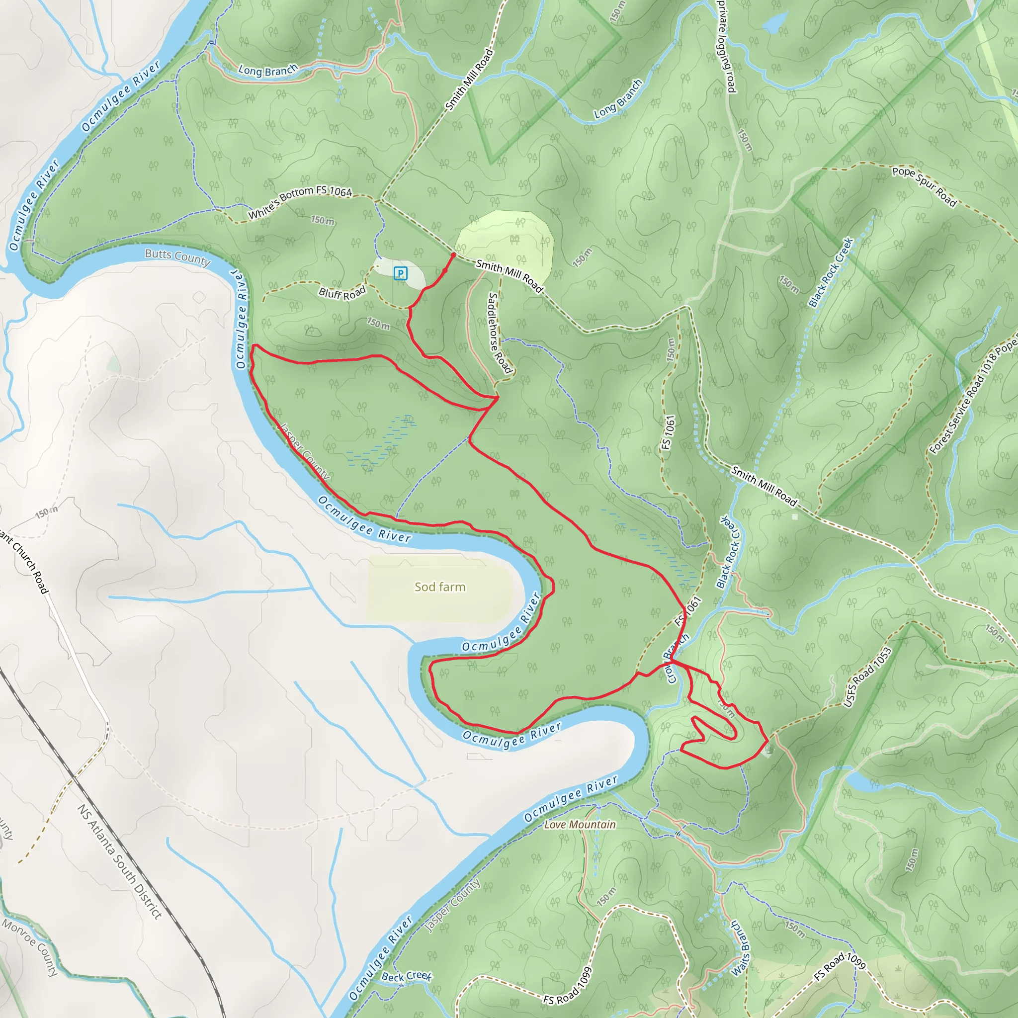 Parachute, Bluff Toe and River Loop Trail mobile static map