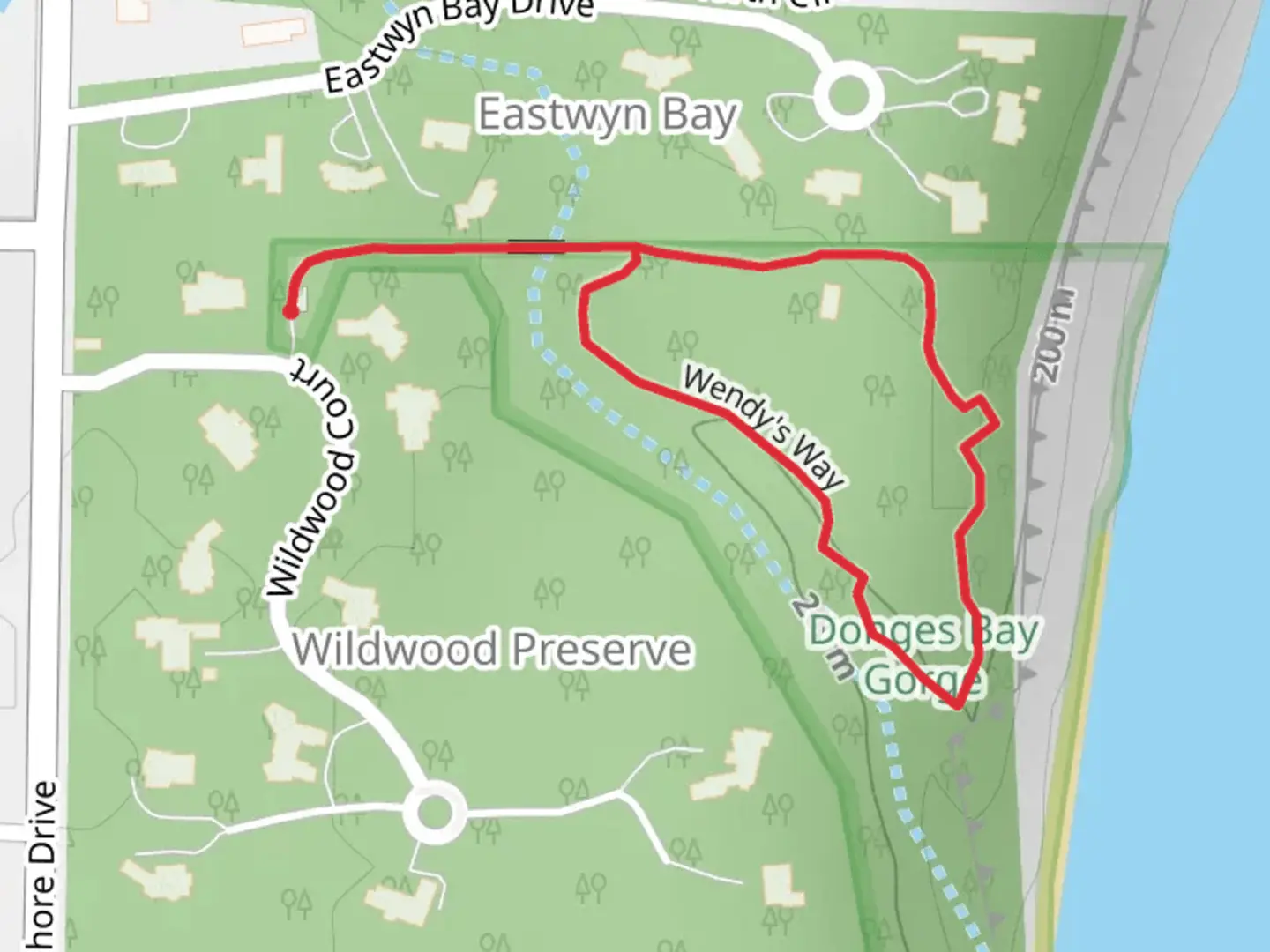 An image depicting the trail Wendy's Way Loop and its surrounding area.