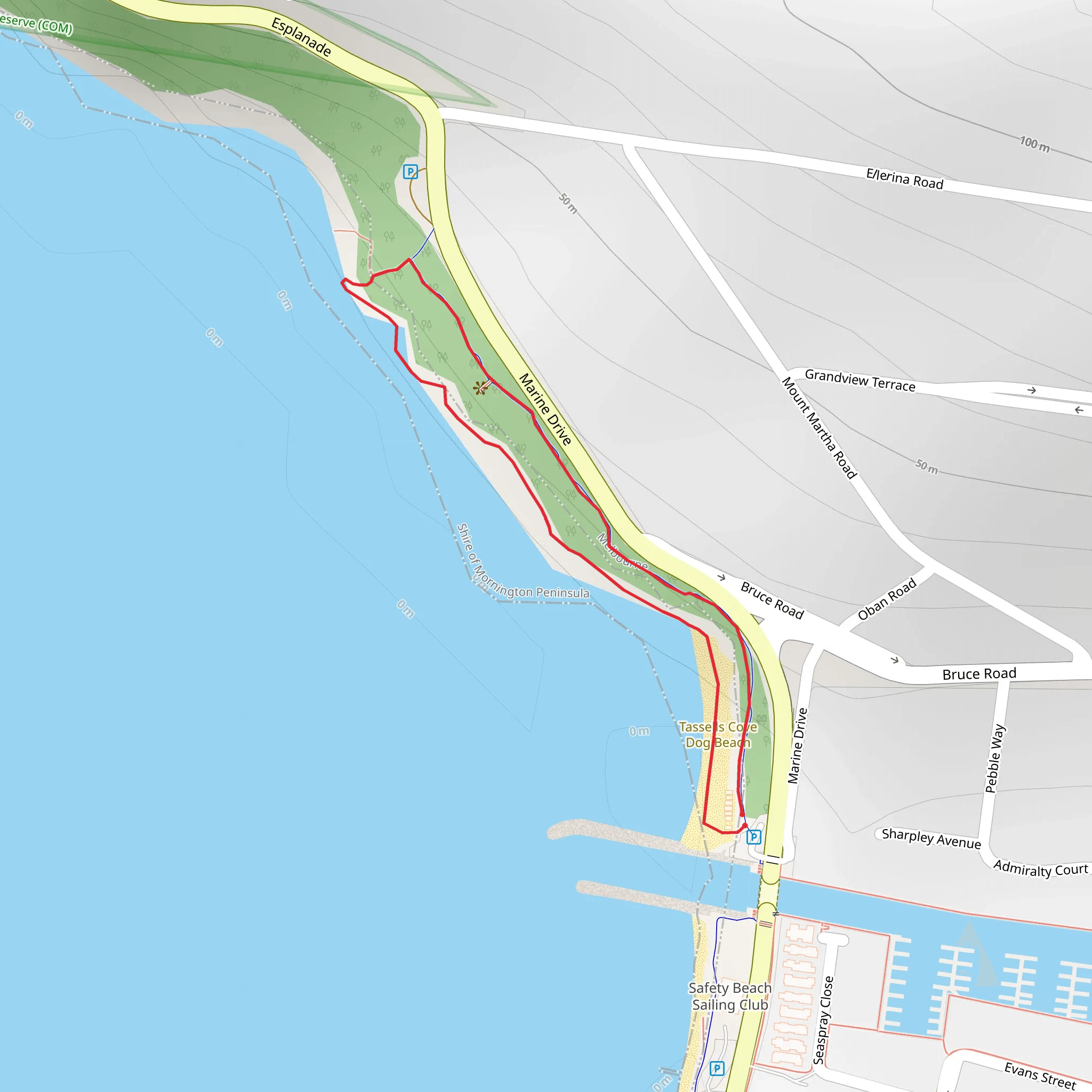 Tassells Cove Walk - Safety Beach mobile static map