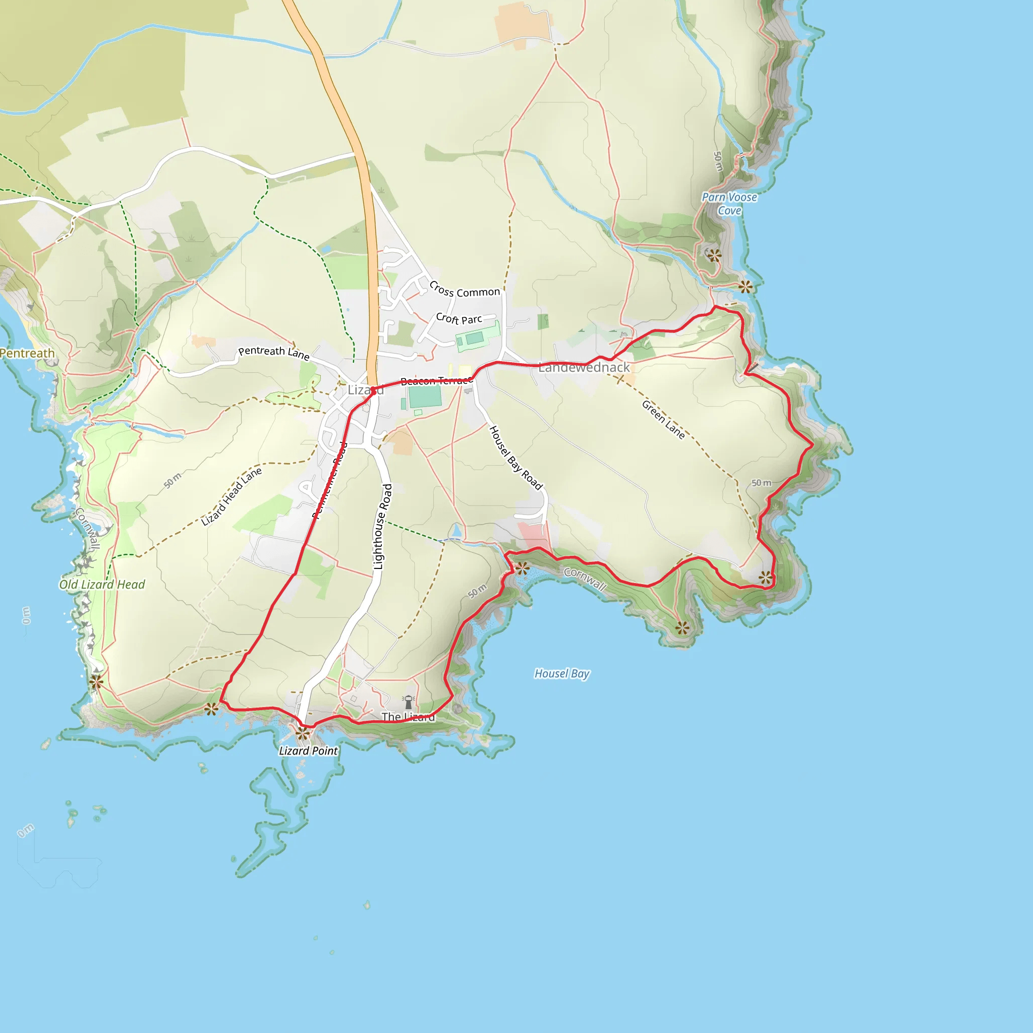 Housel Bay and Bass Point from The Lizard mobile static map