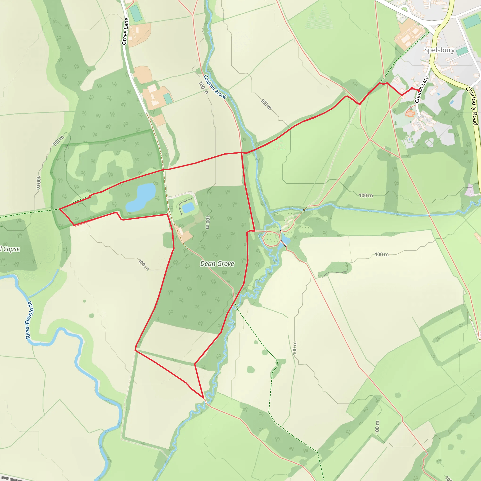 Spelsbury and Dean Common mobile static map