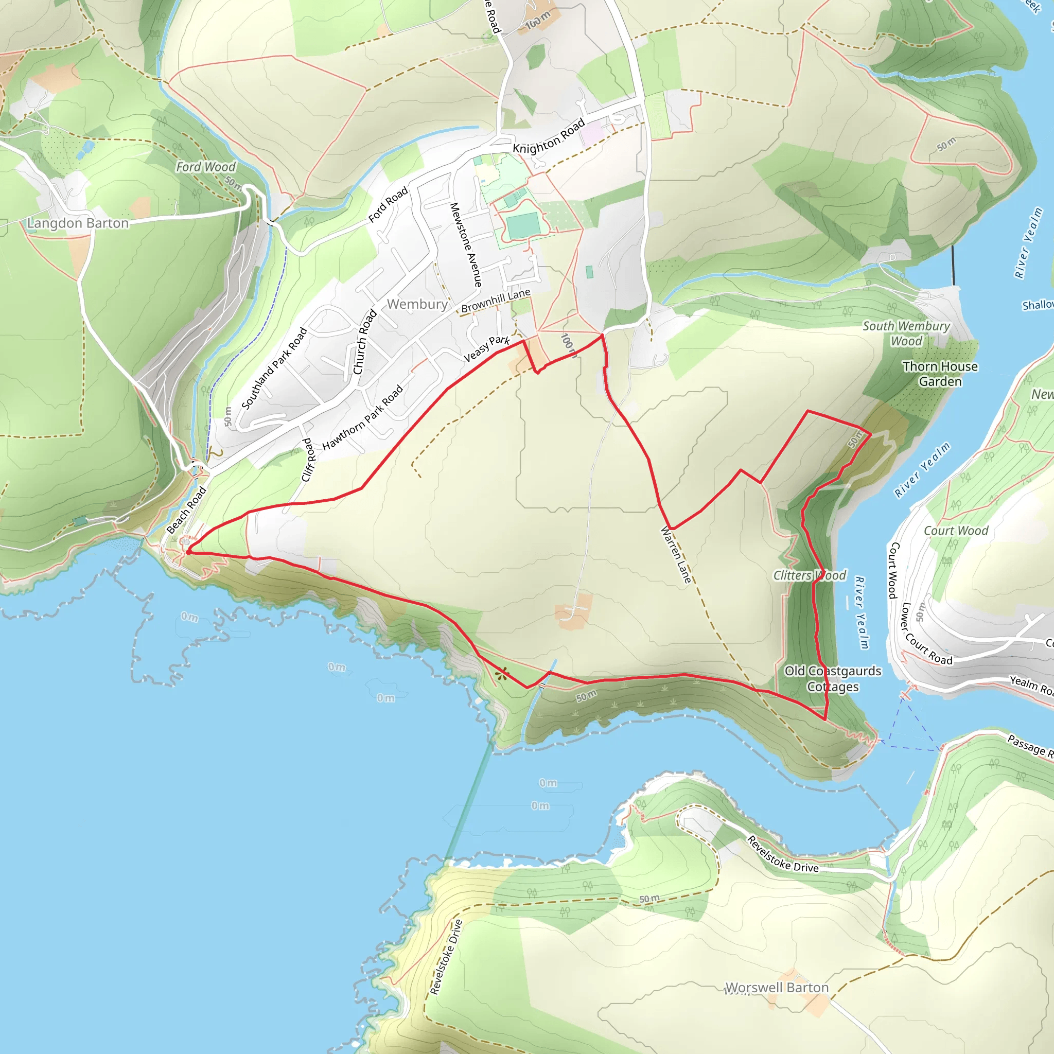 Wembury Bay and the River Yealm Walk mobile static map