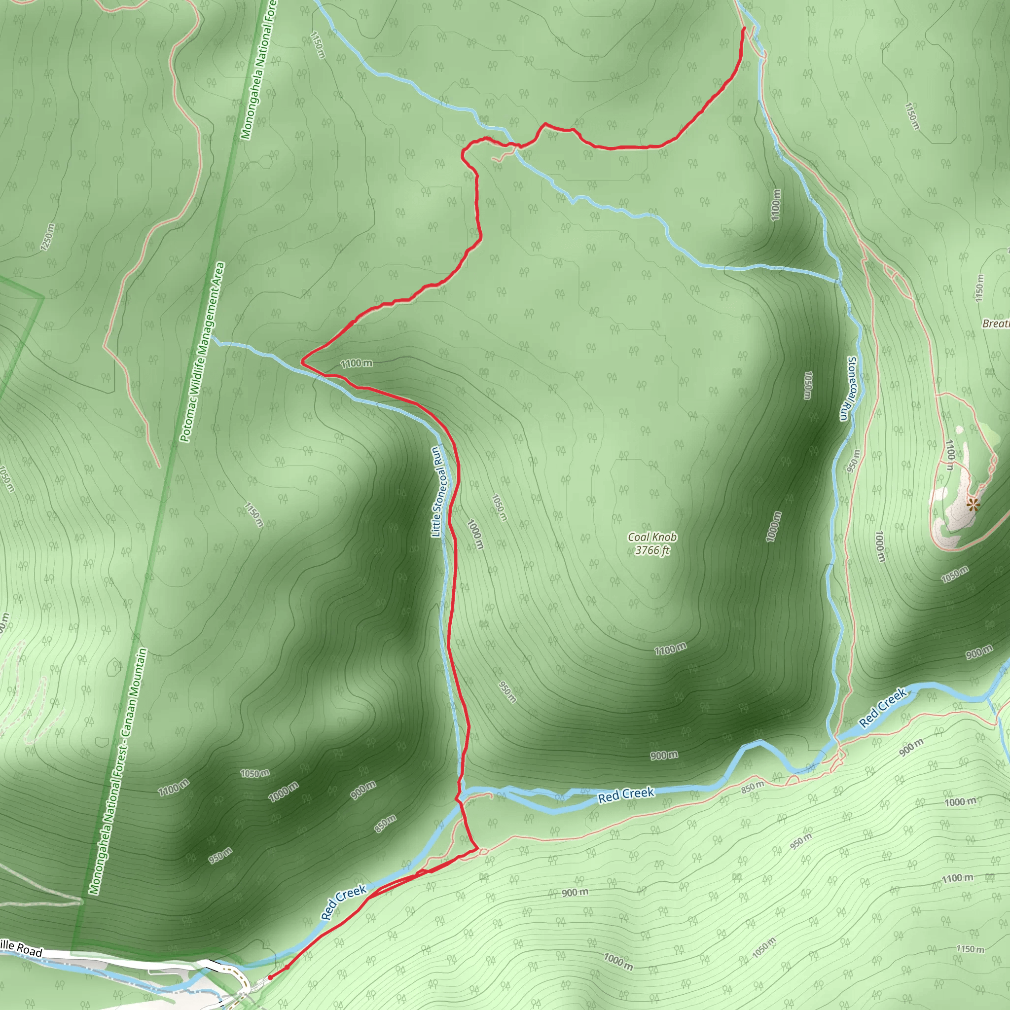 Dunkenbarger Trail via Dolly Sods Wilderness Trail mobile static map