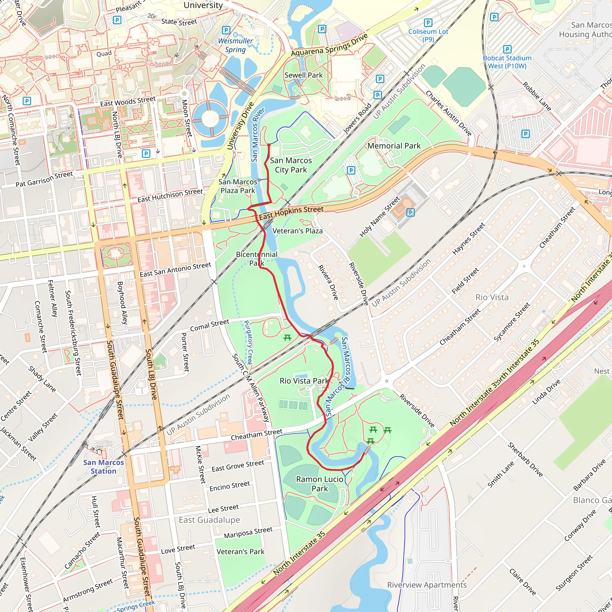 San Marcos River Walk mobile static map