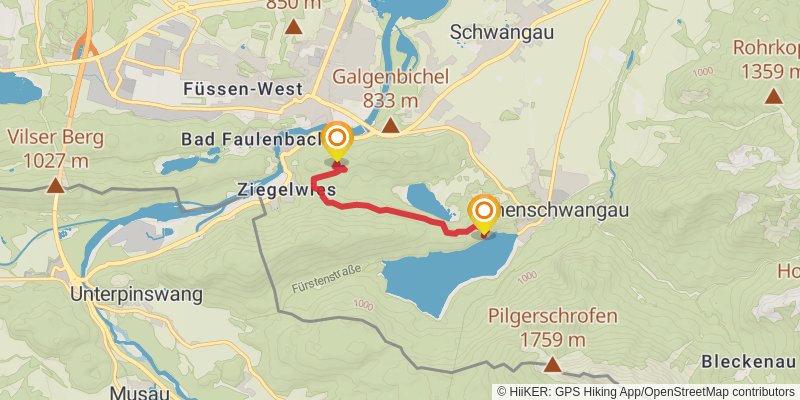 König Ludwig Weg spur 1 Map