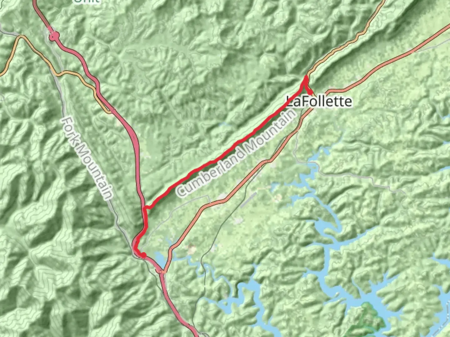 An image depicting the trail Volunteer Loop to Tank Springs and Cumberland Trail and its surrounding area.