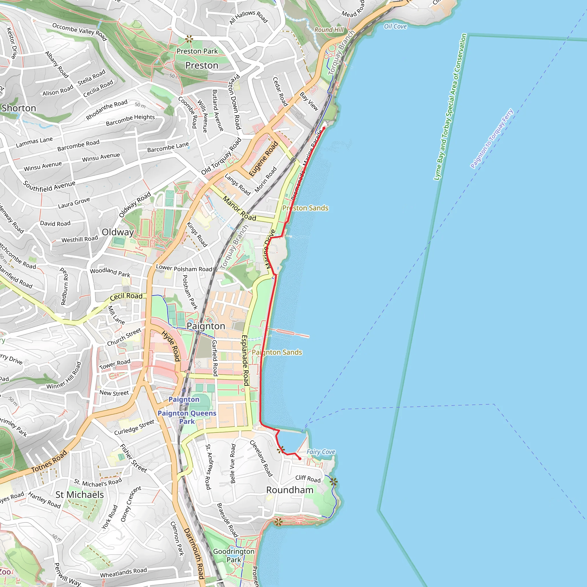 Paignton and Preston Seafront Walk mobile static map