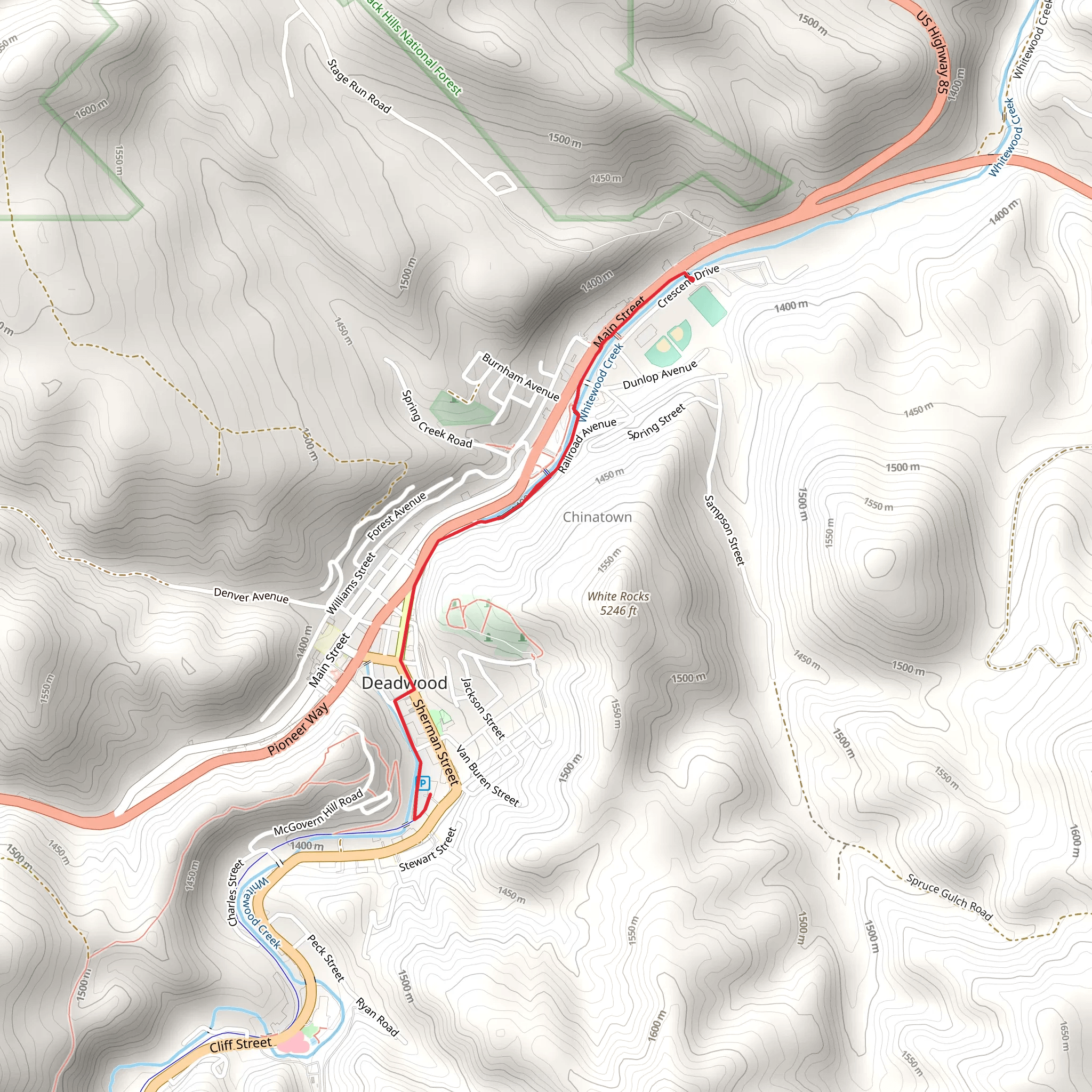 Whitewood Creek and Richard Gordon Memorial Park mobile static map