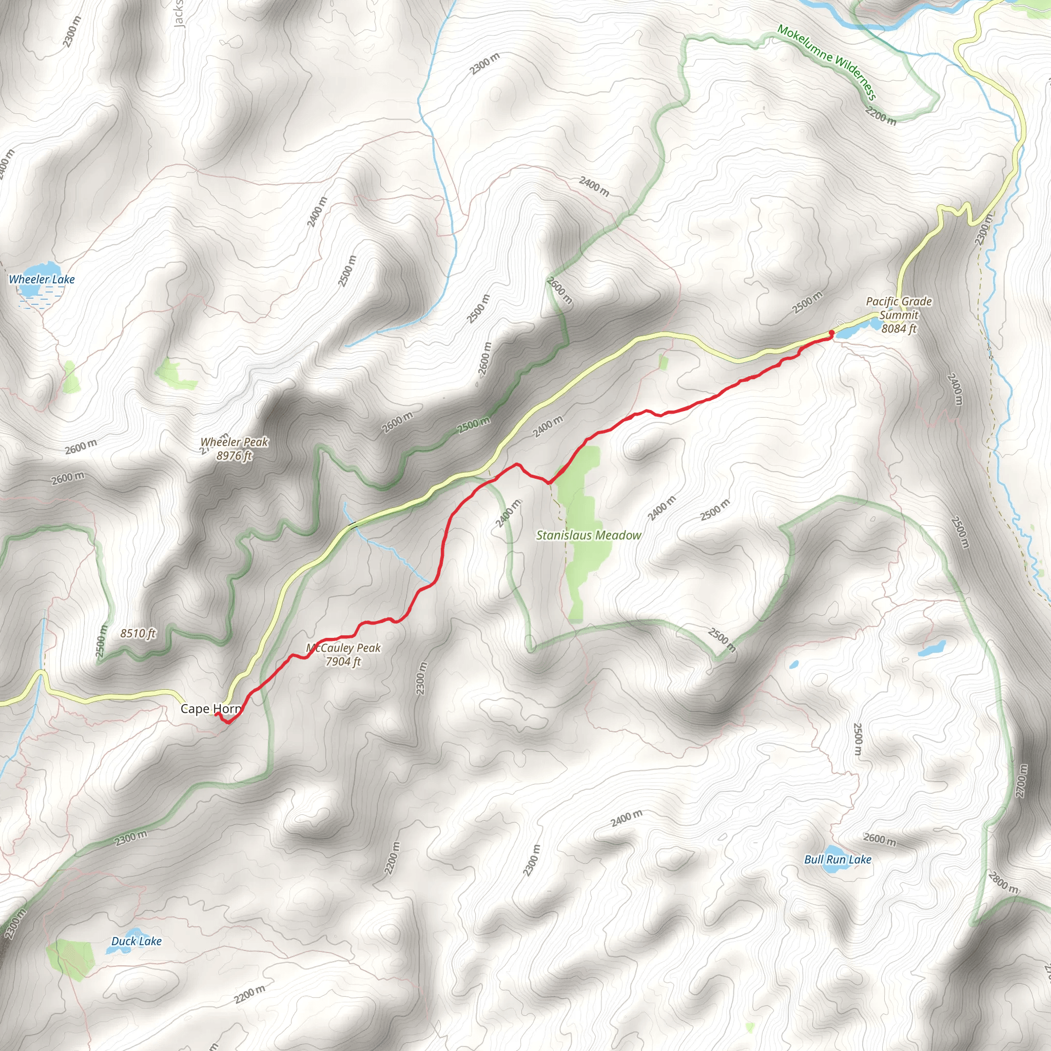 Emigrant Trail from Mosquito Lake mobile static map