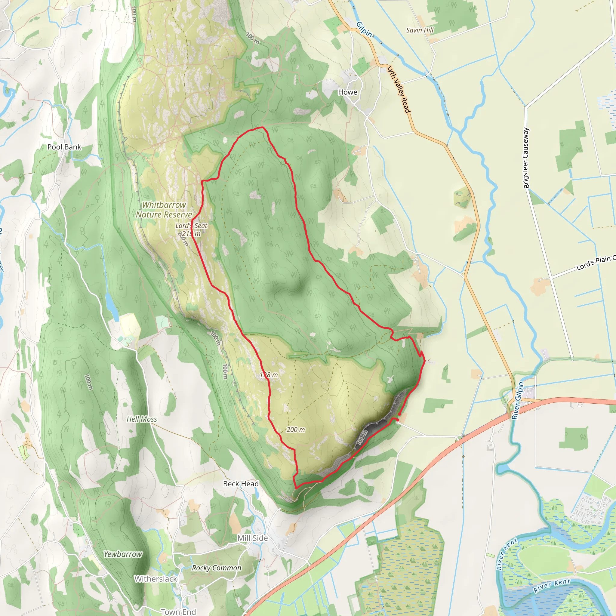 Greendale Wood and Lord's Seat Loop mobile static map