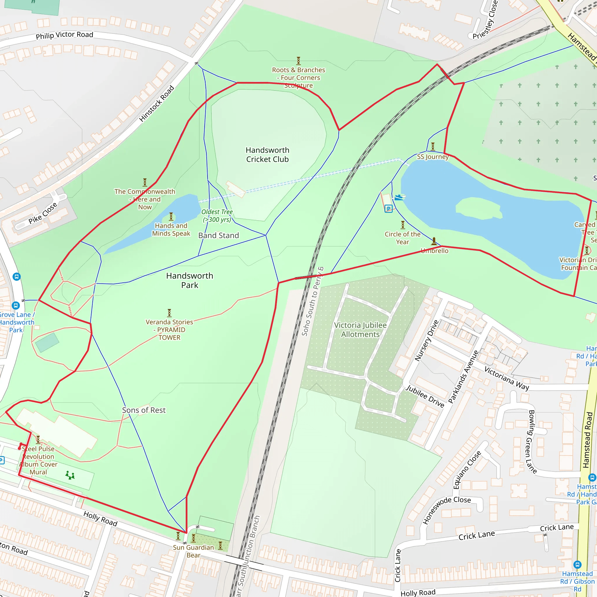 Handsworth Park Loop mobile static map